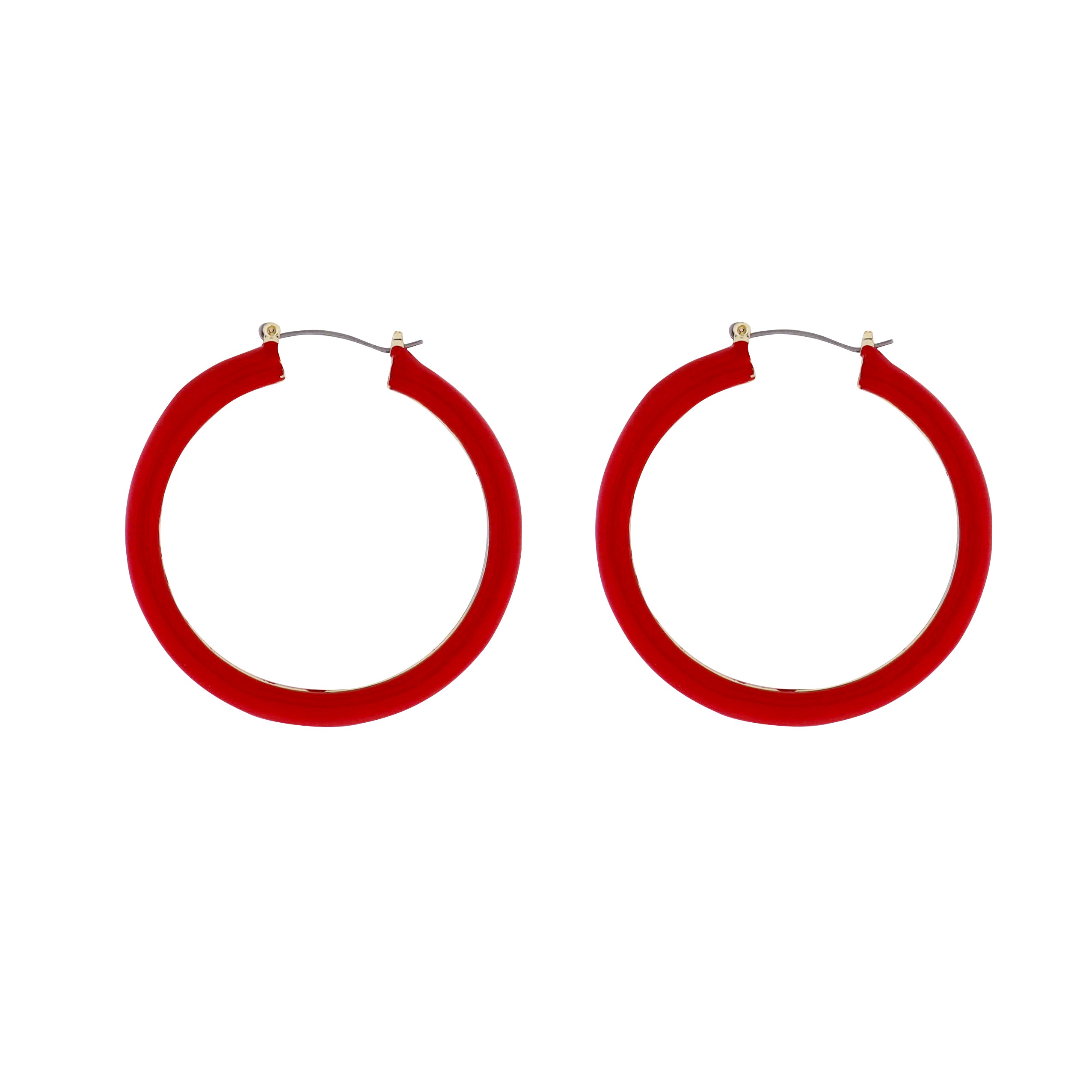 Red Enamel Large Tube Hoop Earring