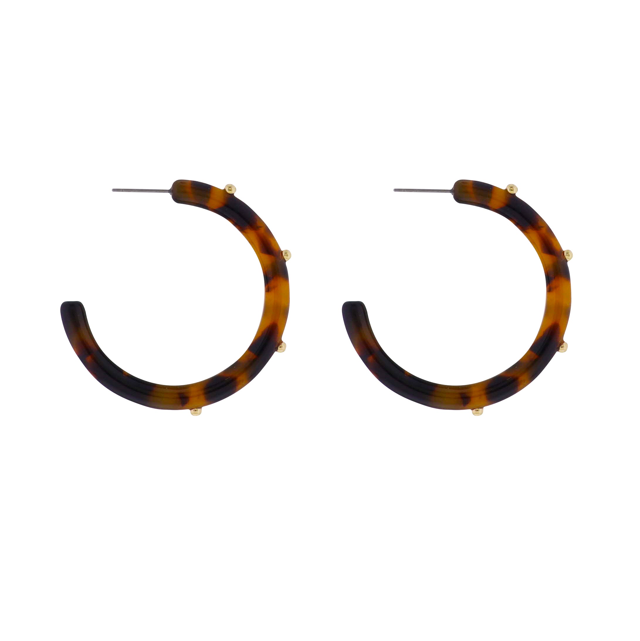 18k Gold Plated Tortoise Hoop Earring with Gold Stud Accents