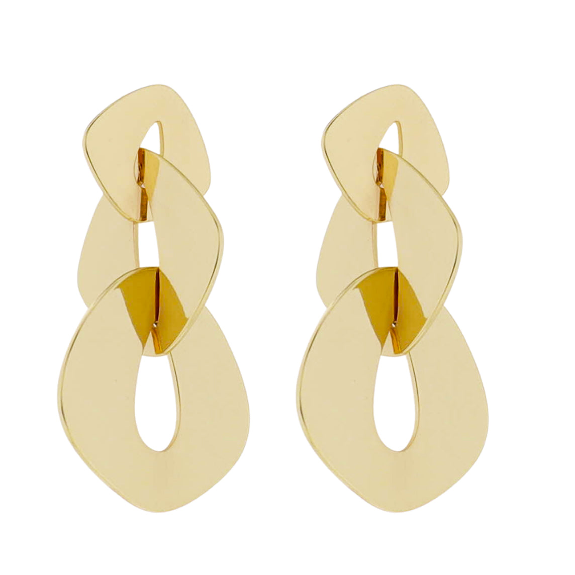 18k Gold Plated Gold Shiny Irregular Square Links Earring