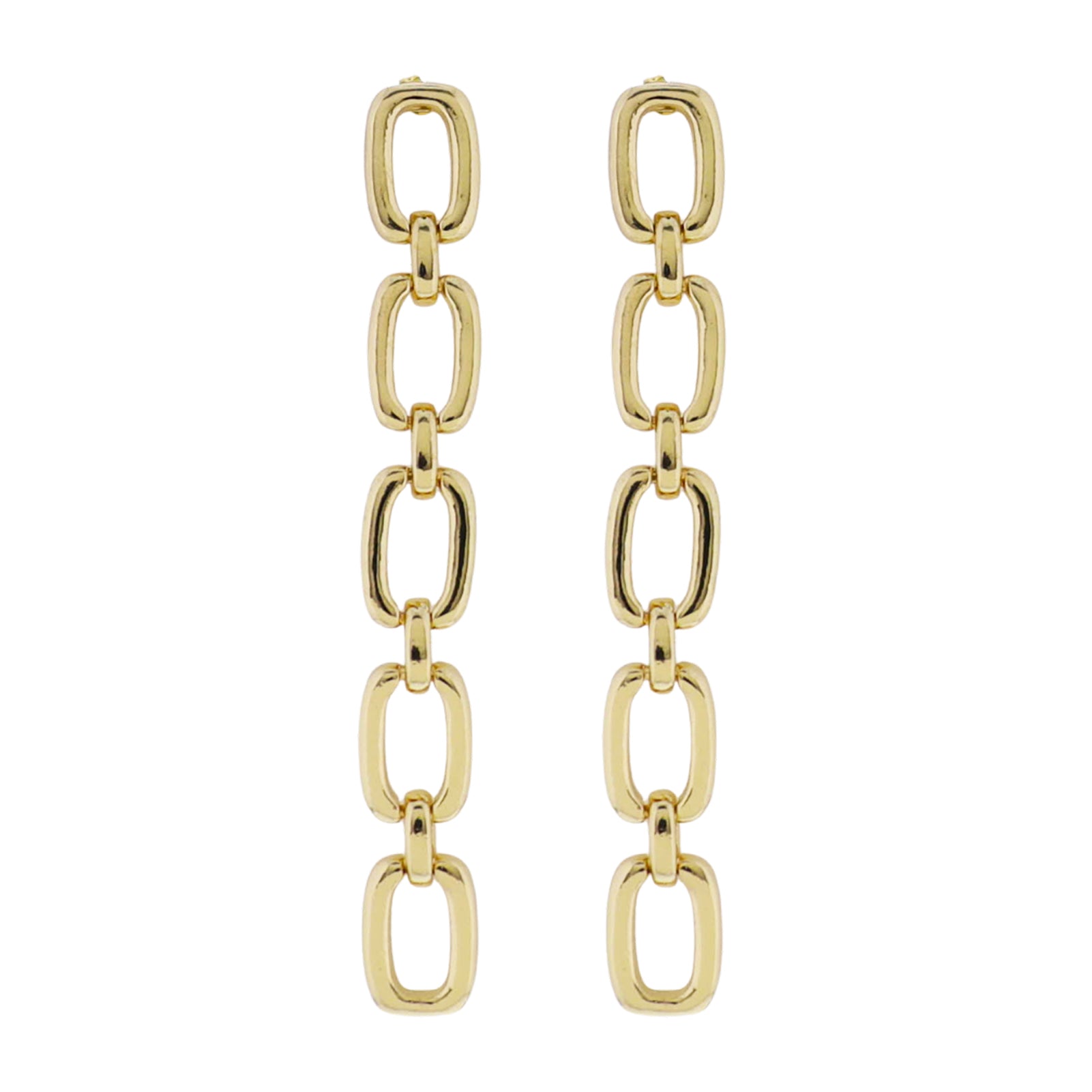 18k Gold Plated Gold Chain Descending Links Earring