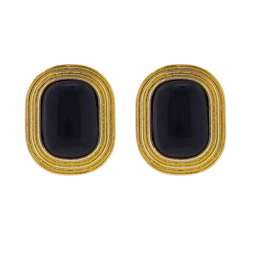 18k Gold Plated Black Center with Gold Lined Edges Earring