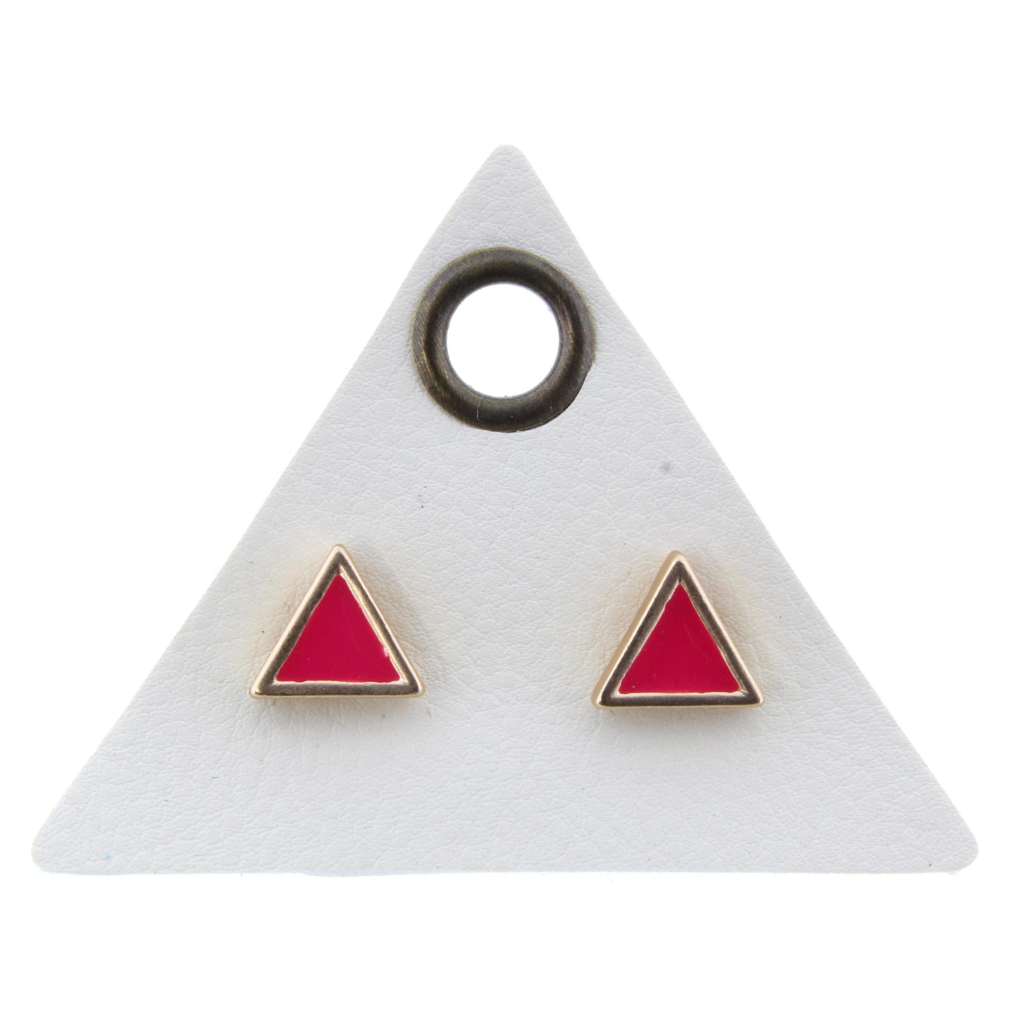 Hot Pink Triangle Stud Earring