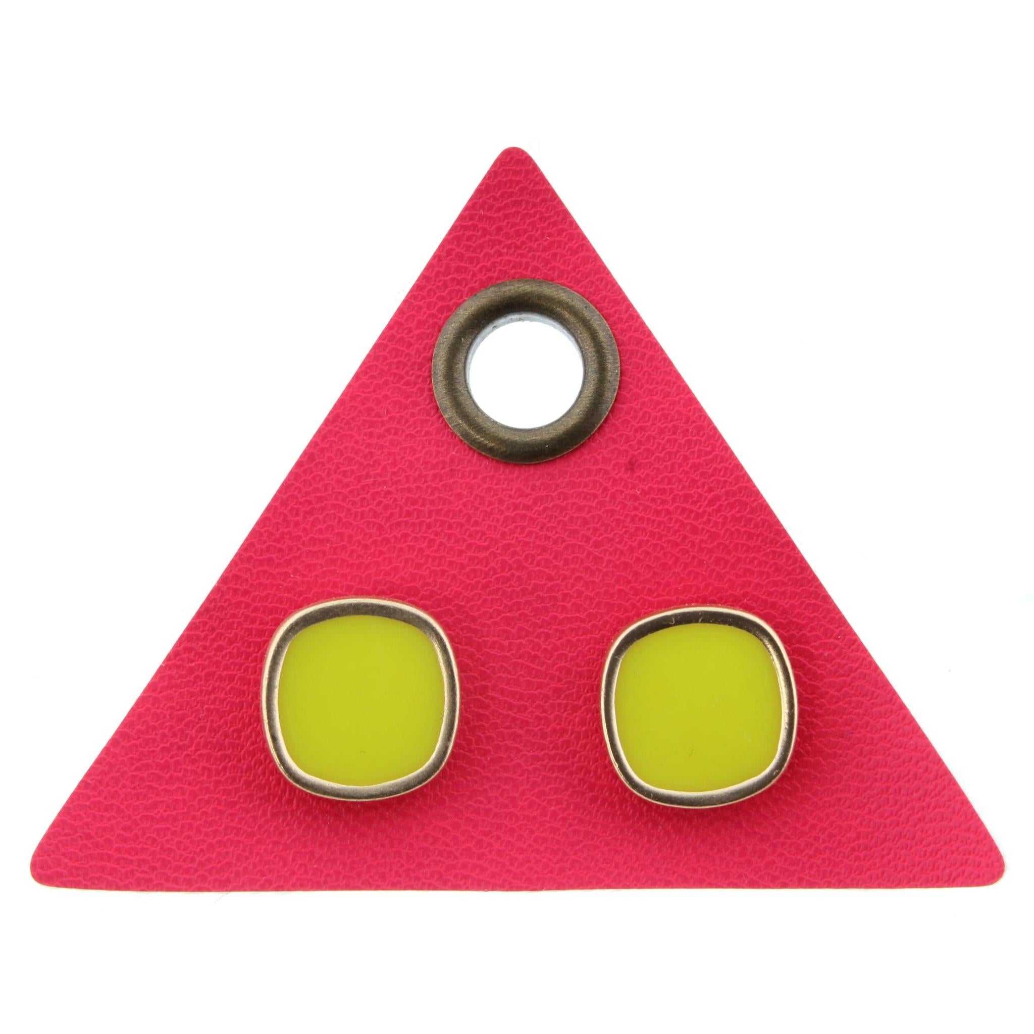 Yellow Rounded Square Stud Earring