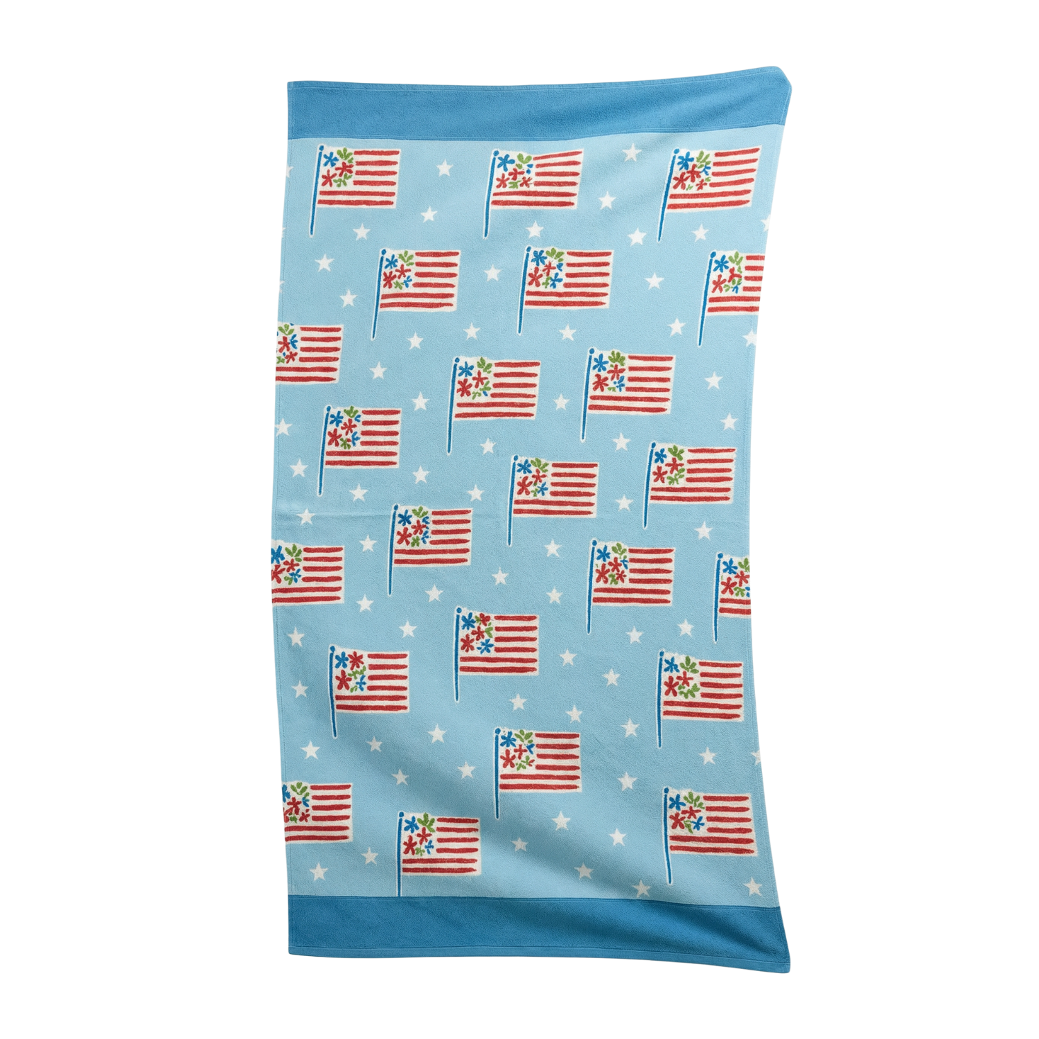American Bloom Beach Towel | American Flag-Inspired Red, White & Blue | 70" x 39"