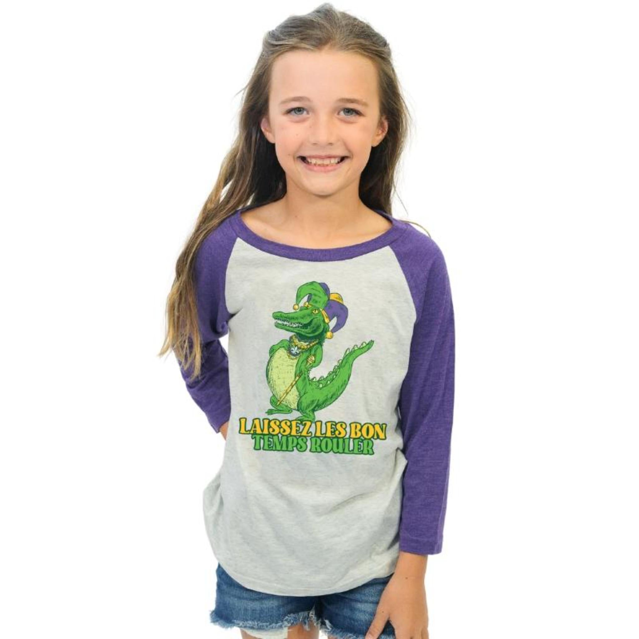 Kids Mardi Gator Crew Neck 3/4 Sleeve T-Shirt Assortment, Display Plus 1 Free T-Shirt
