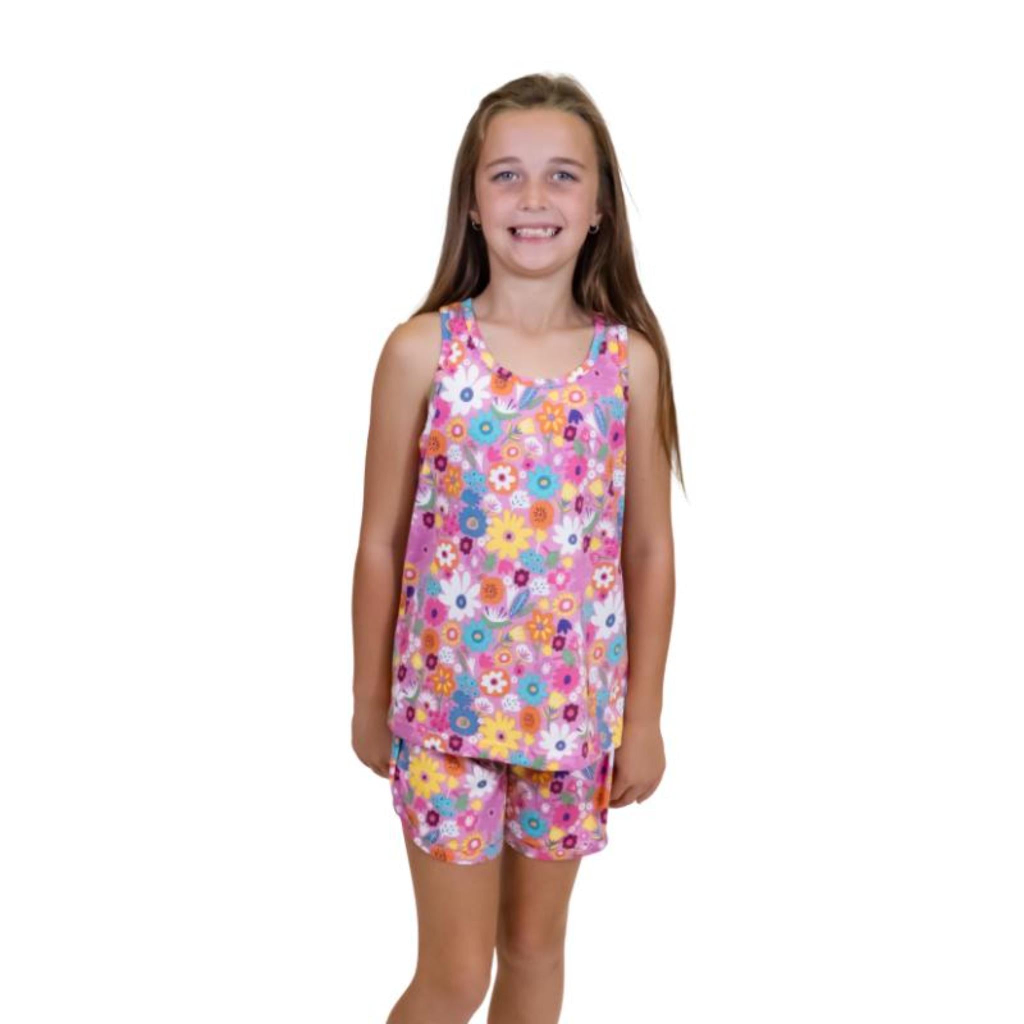Kids Fields of Flowers Tank Top Jammie Short Set Assortment, No Display Package