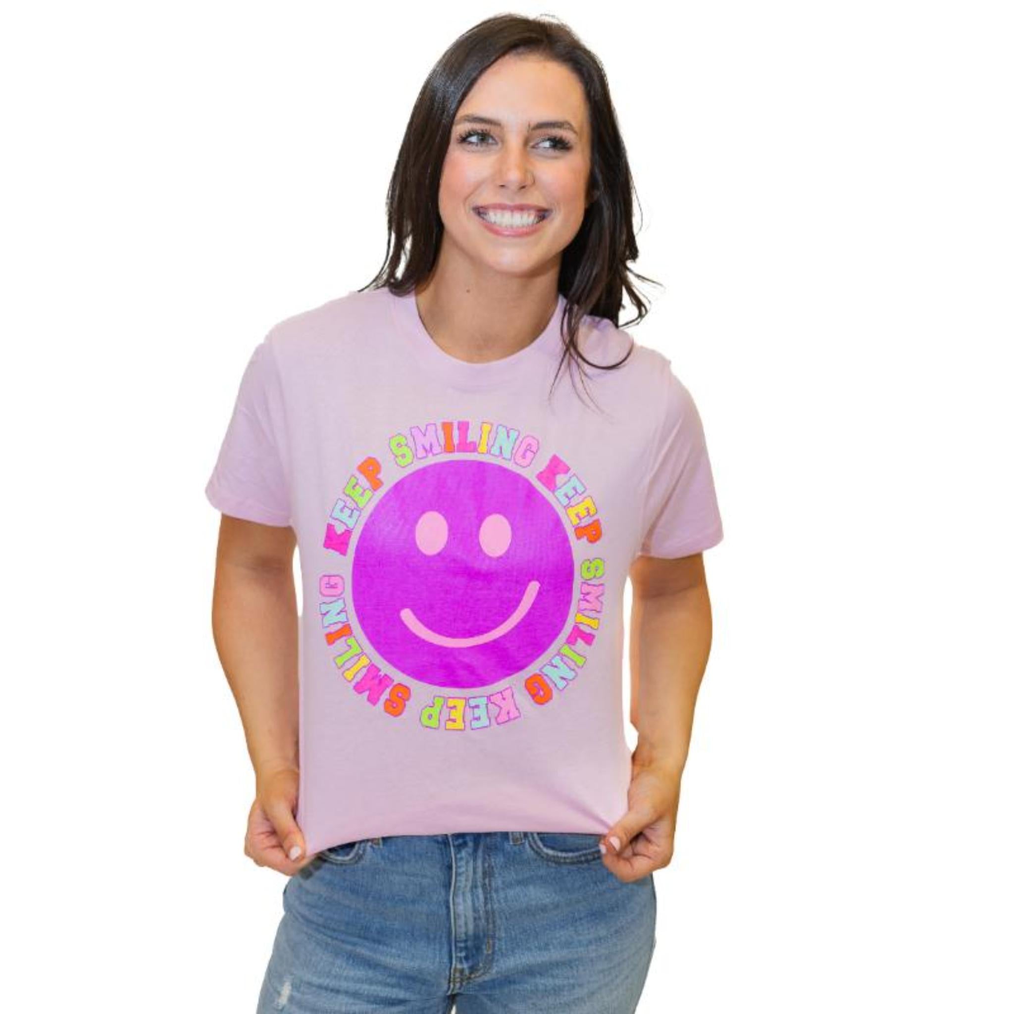 Keep Smiling Crew Neck T-Shirt Assortment, No Display Package