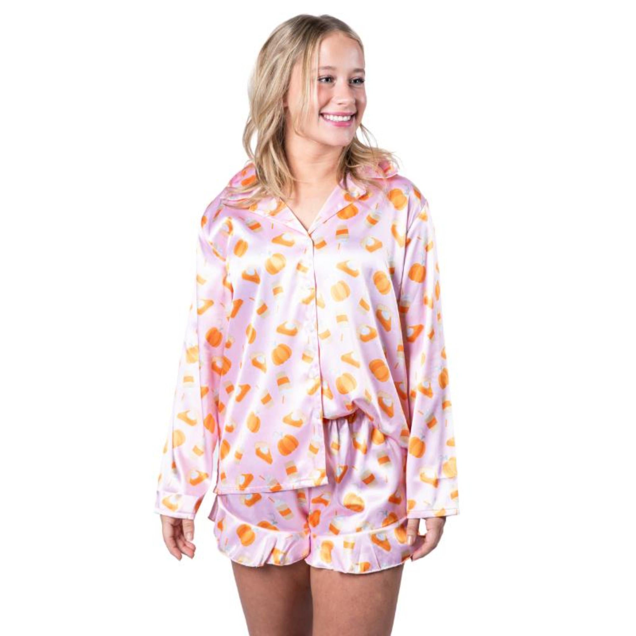 Pumpkin Pie Pajama Long Sleeve Short Set Assortment, No Display Package