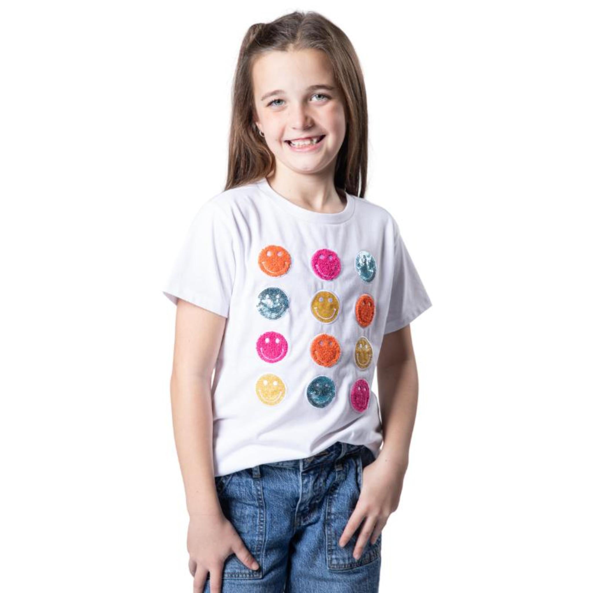 Kids All Smiles White Crew Neck T-Shirt Assortment, Display Package