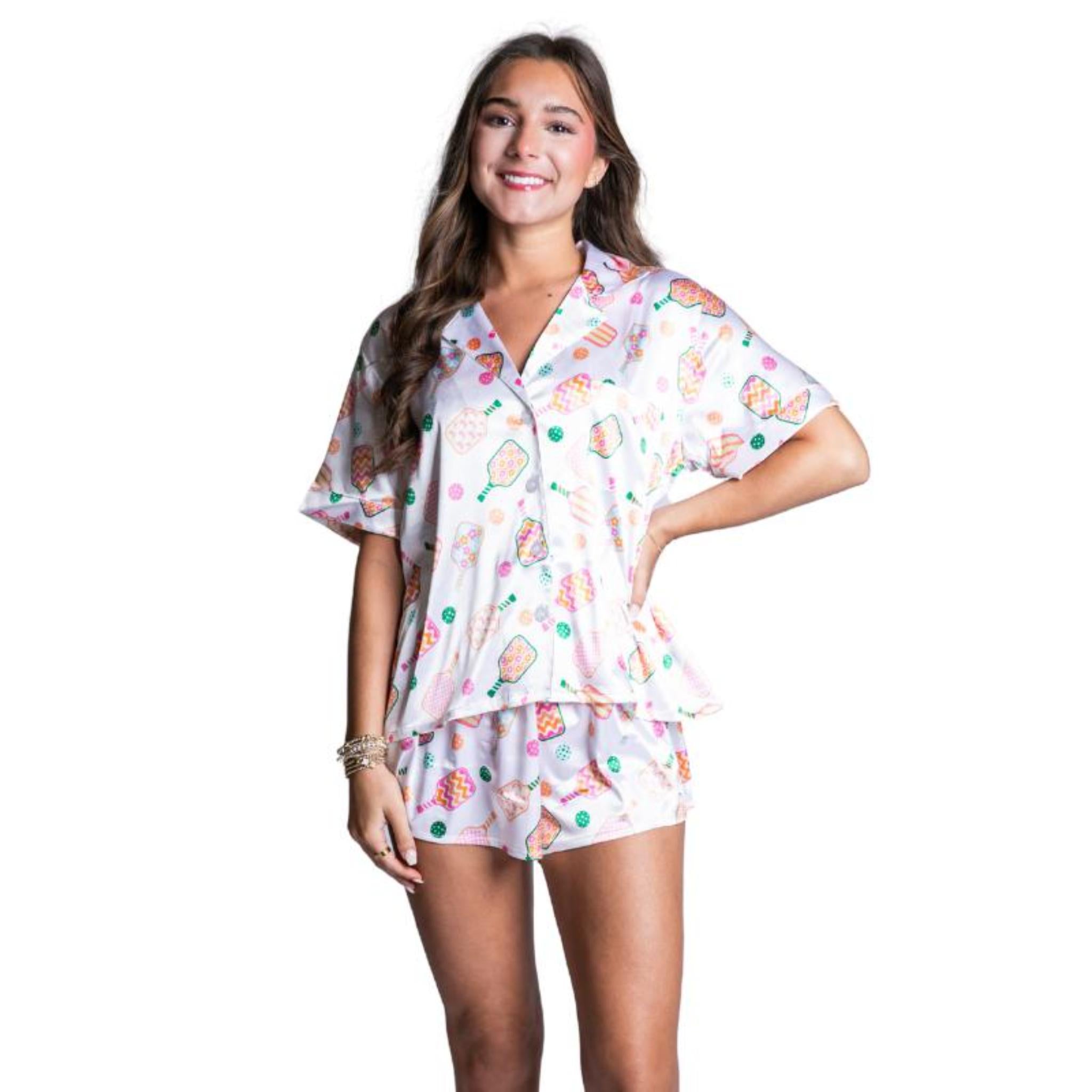 PickleBall Satin Pajama Short Set Assortment, No Display Package