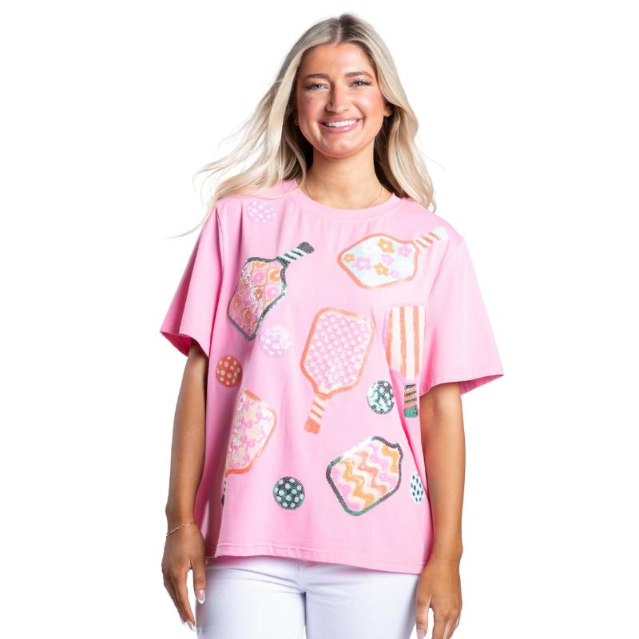 Pickleball Queen Pink Short Sleeve T-Shirt Assortment, Display Package
