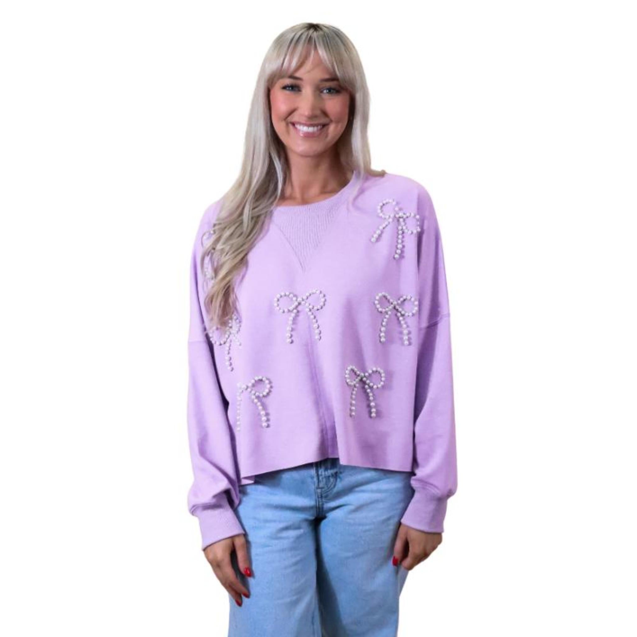 Pretty in Pearls Purple Crew Long Sleeve Shirt Assortment, Display Package