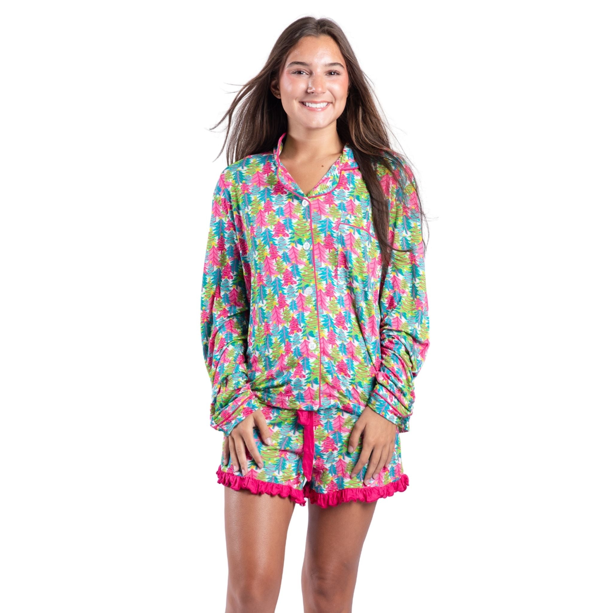 Tree-mendous Cheer Bamboo Pajama Short Set Assortment, No Display Package