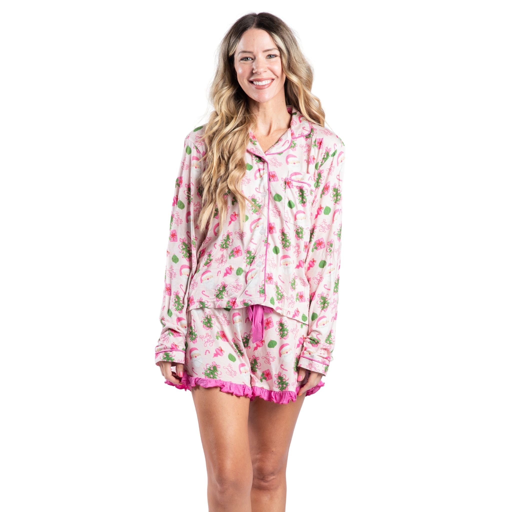 Pretty in Pinkmas Bamboo Pajama Short Set Assortment, No Display Package