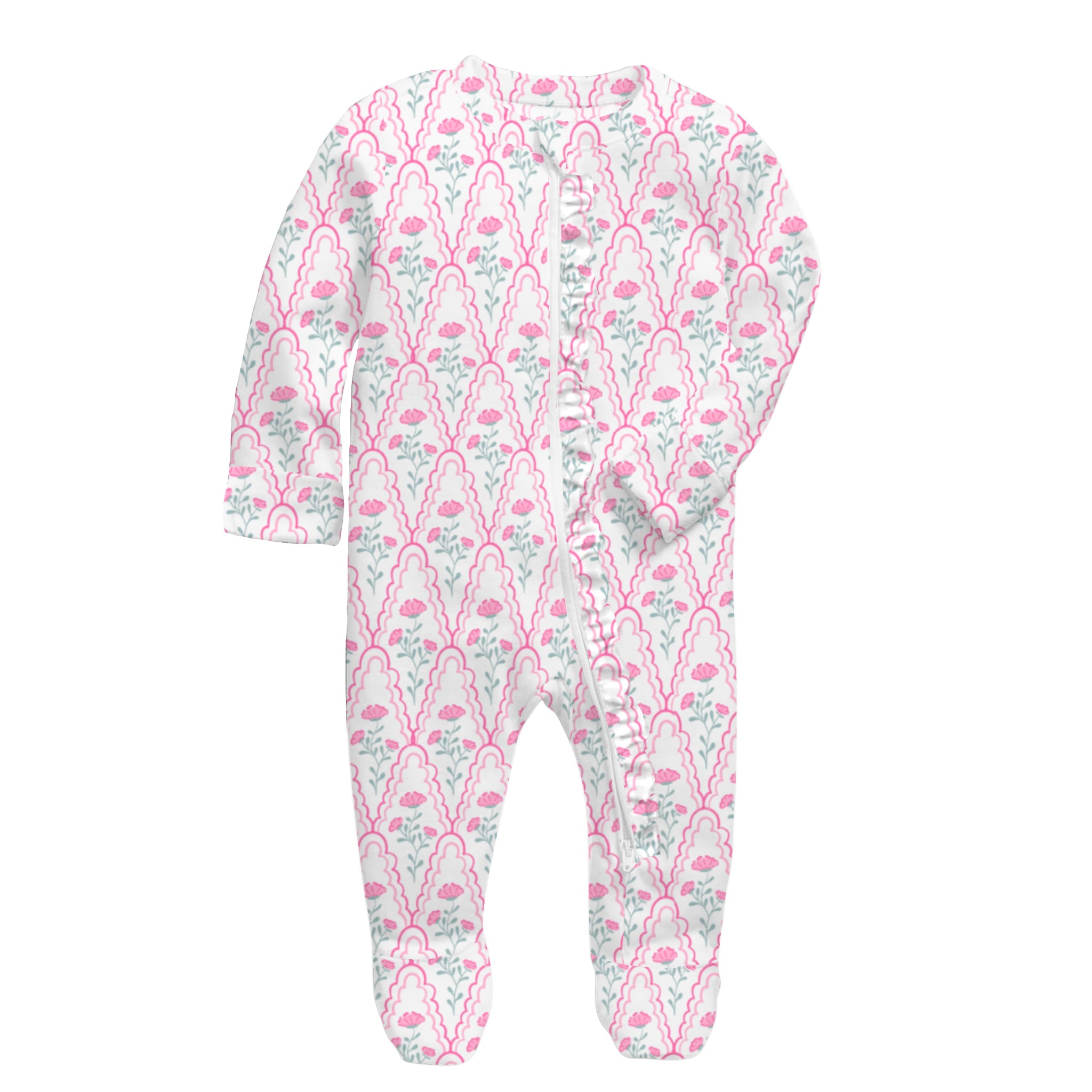 Kids Rosey Lane Bamboo Front Zip Onesie with ruffle Assortment, No Display Package