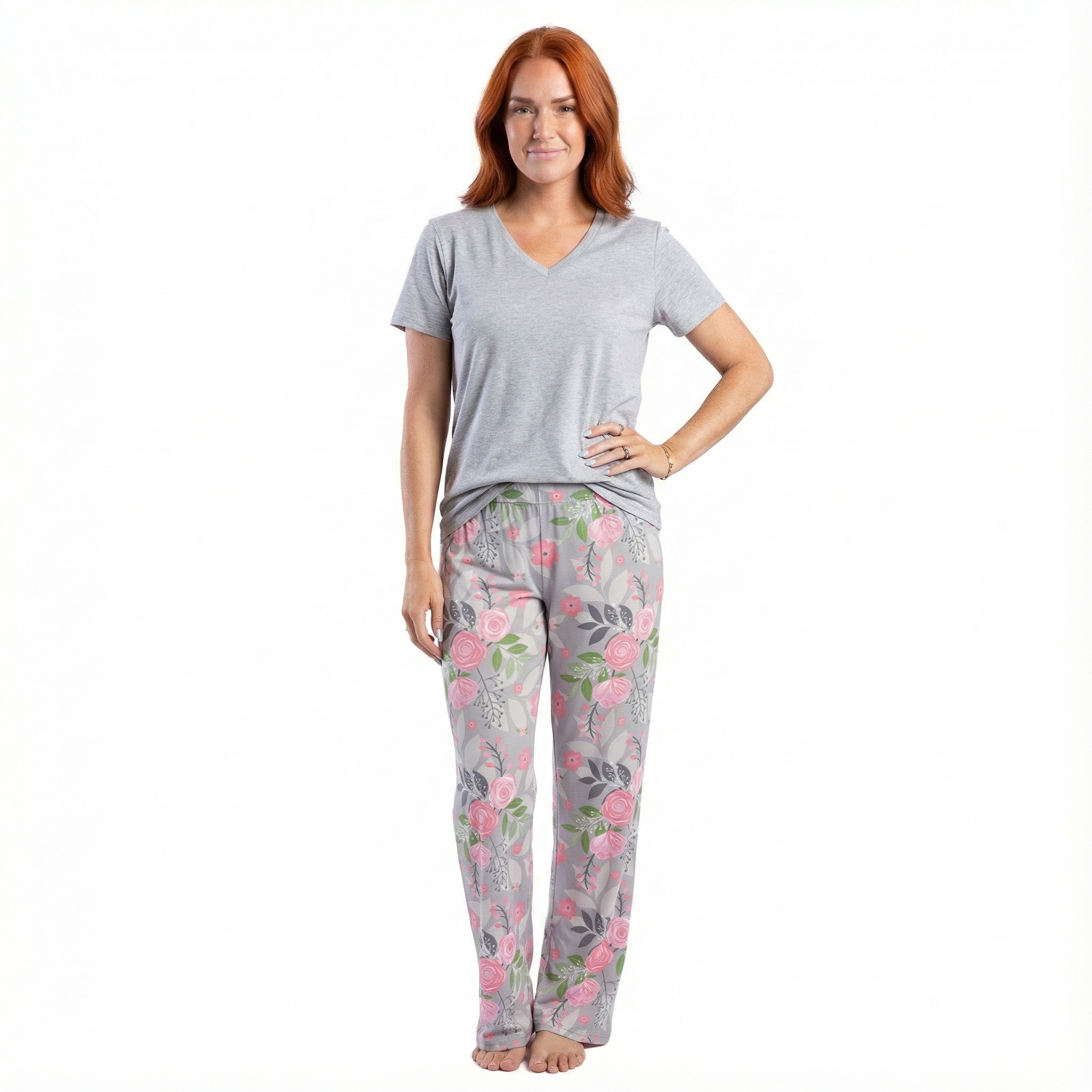 Camellia Floral Pajama Set - Triblend Jersey Sleepwear for Women