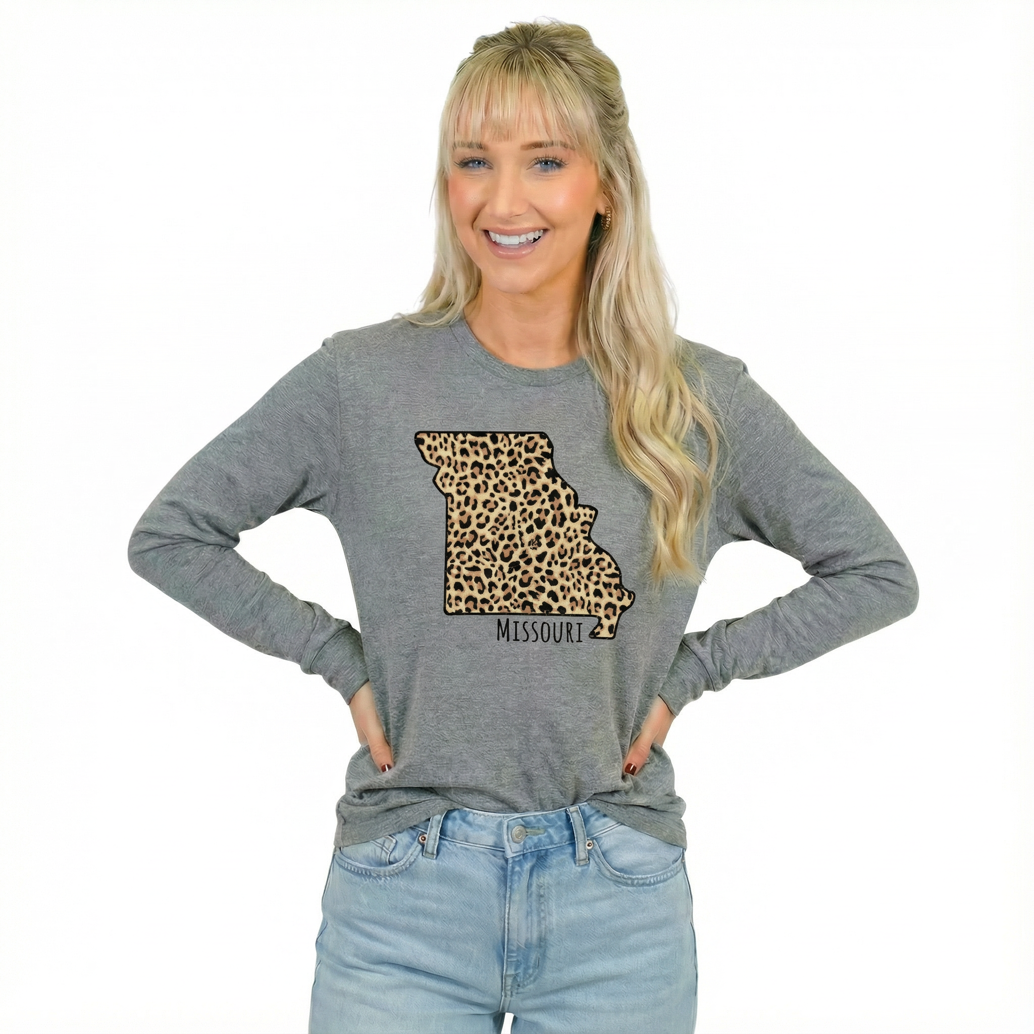 Missouri Leopard State Long Sleeve T-Shirt