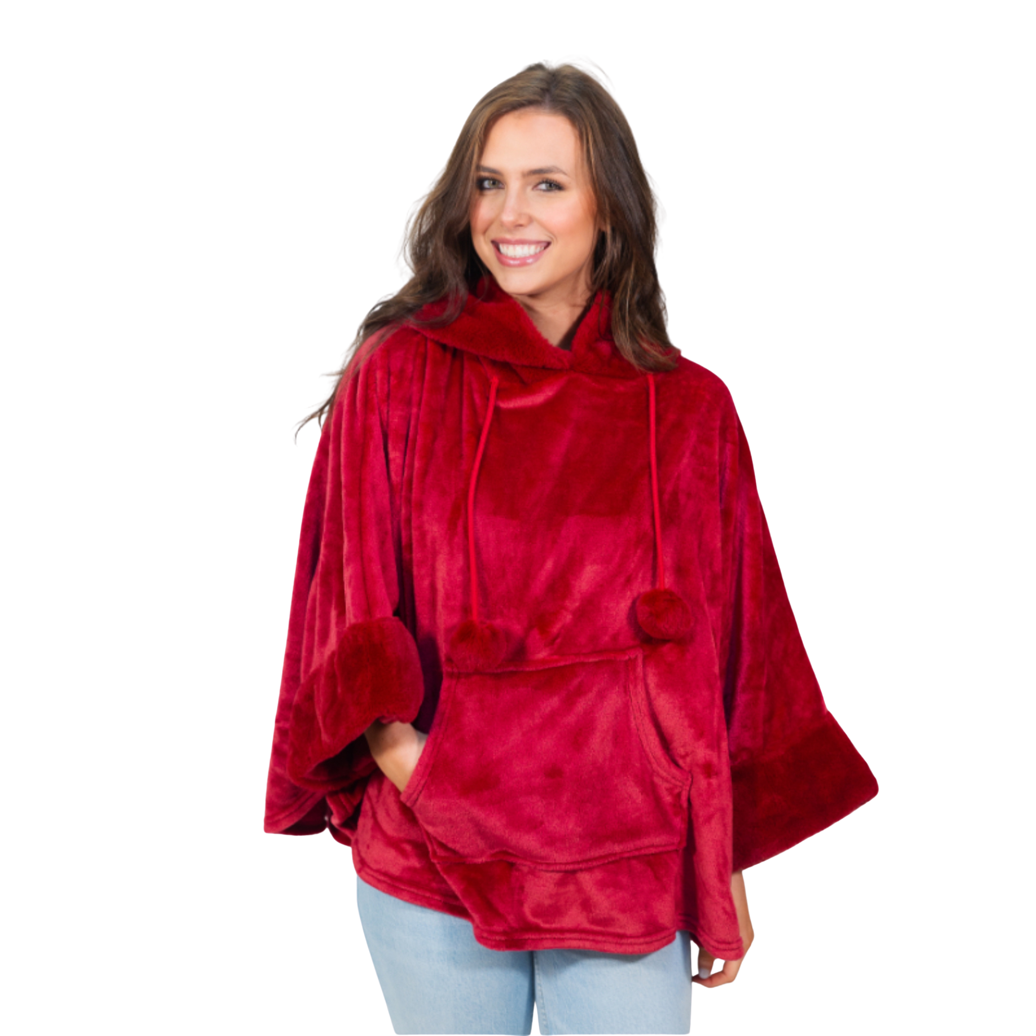 Red Hooded Poncho