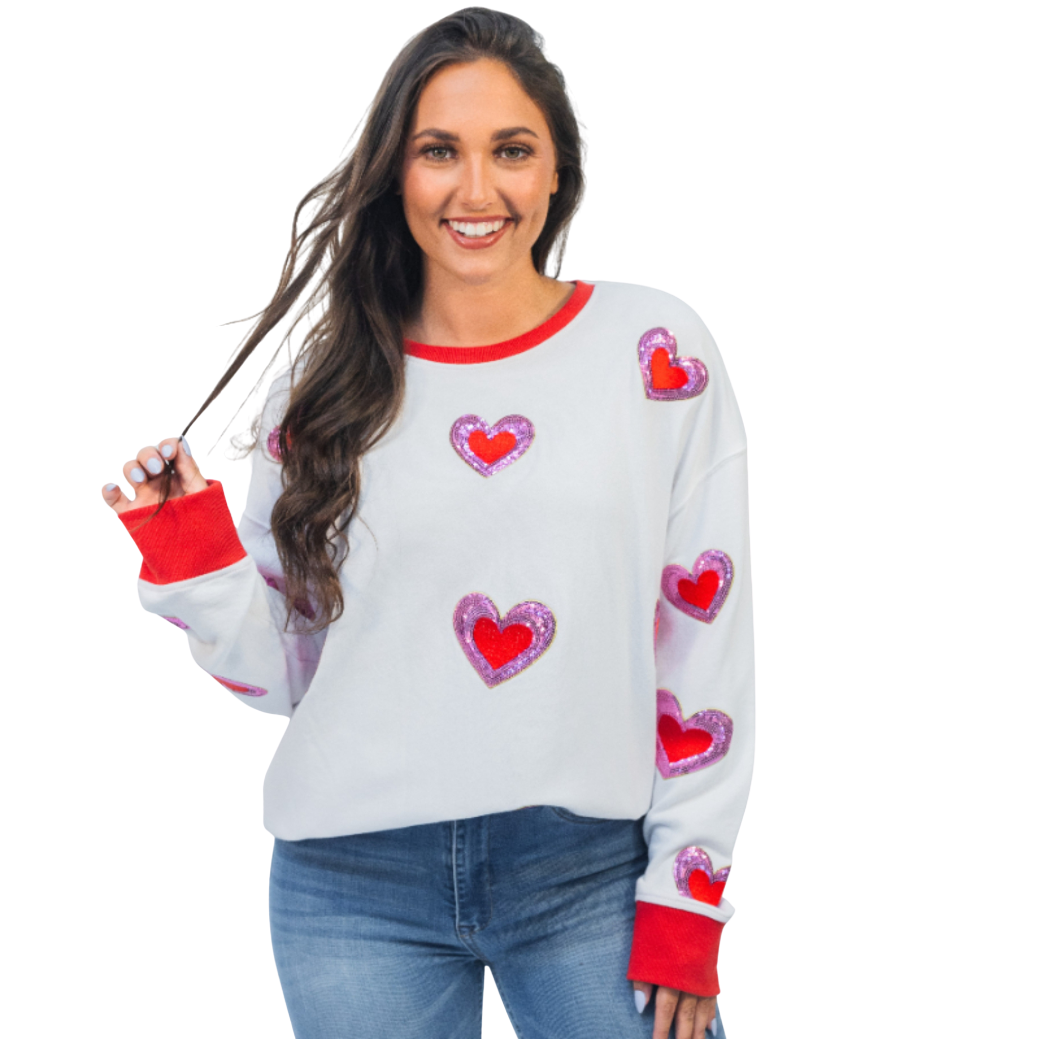 Love is in the Air White Crew Neck Sweatshirt - Valentine's Day Gift