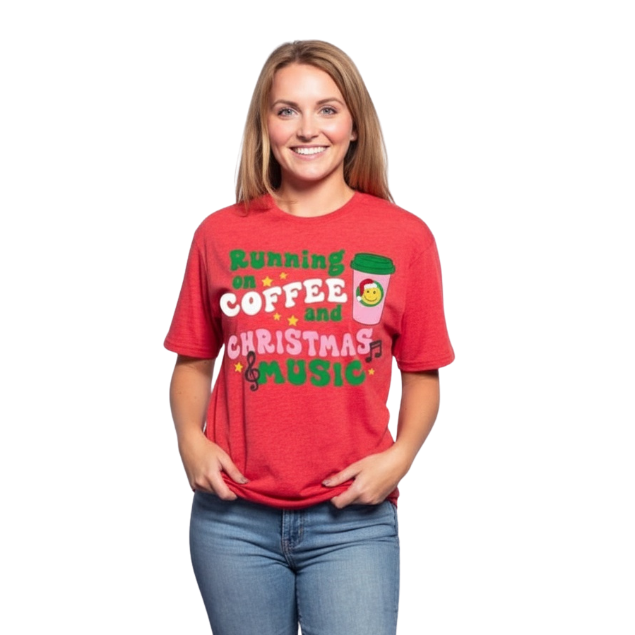 Running on Coffee and Christmas Music T-Shirt