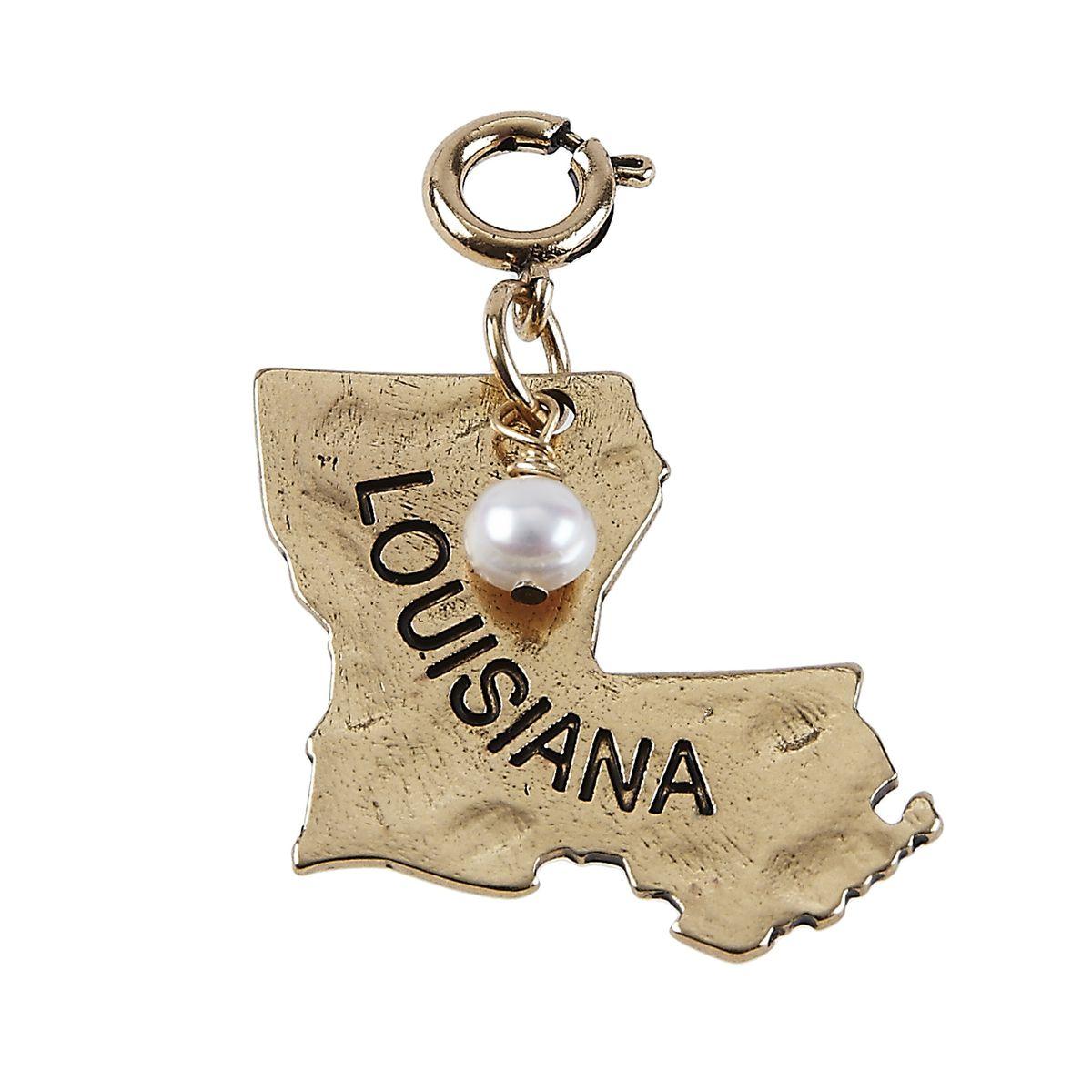Antique Gold Hammered Louisiana State Charm