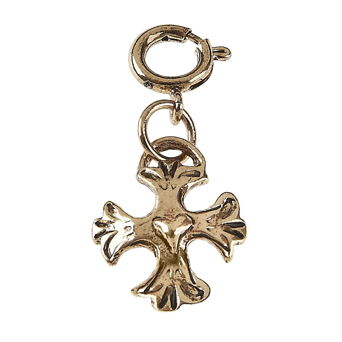 Light Antique Gold Cross with Heart Charm