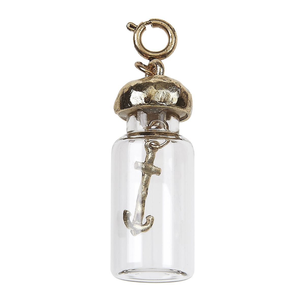 Anchor Hanging Inside Glass Bottle Charm