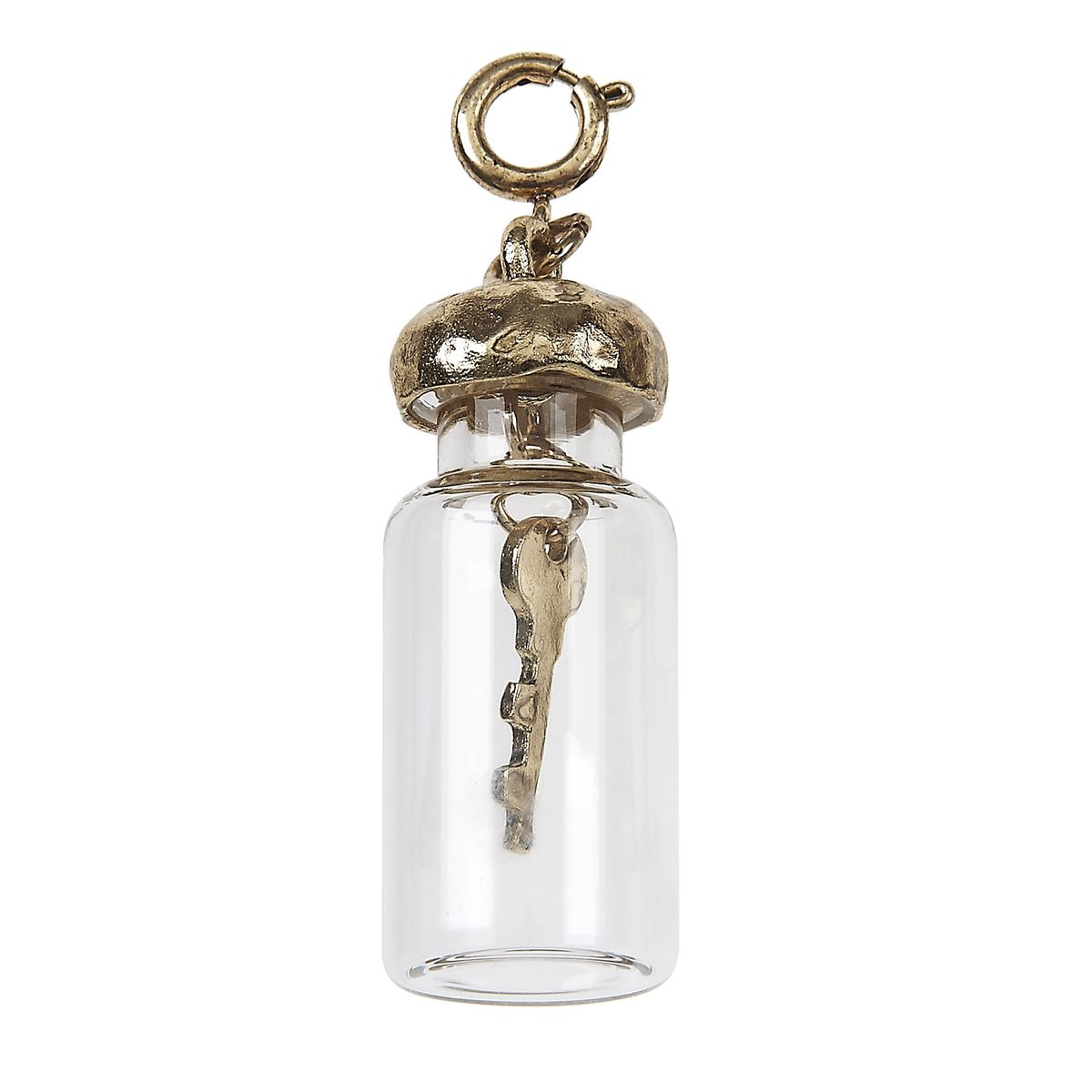 Key Hanging Inside Glass Bottle Charm