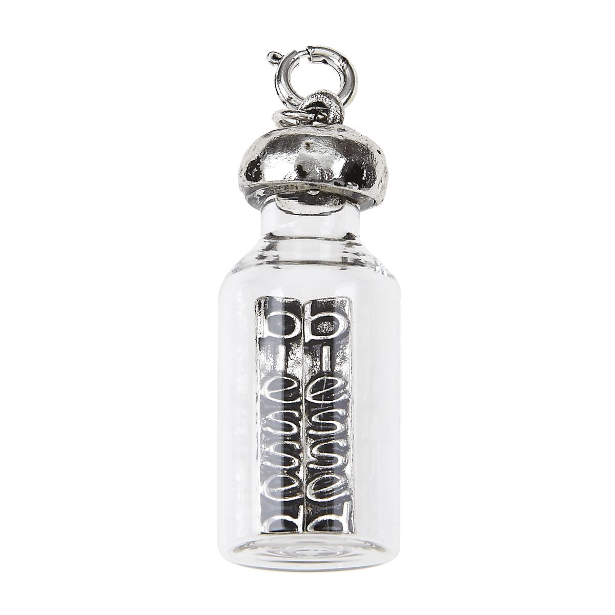 "Blessed" 2-sided Inspirational Saying Inside Glass Bottle Charm