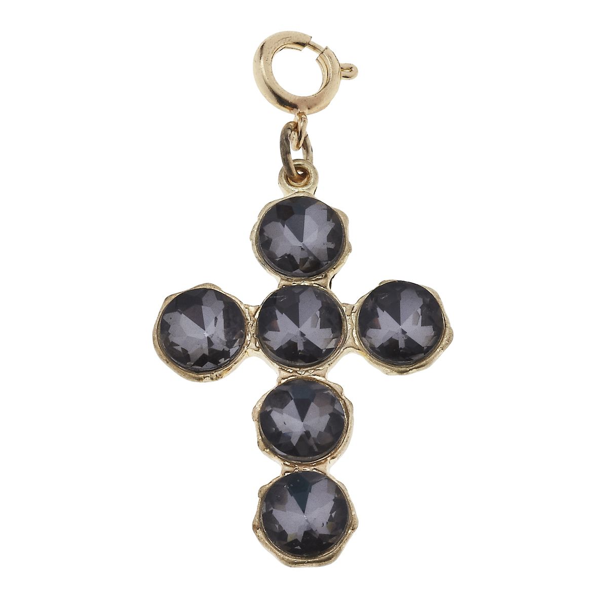 Soldered Black Diamond Rhinestone Cross Charm