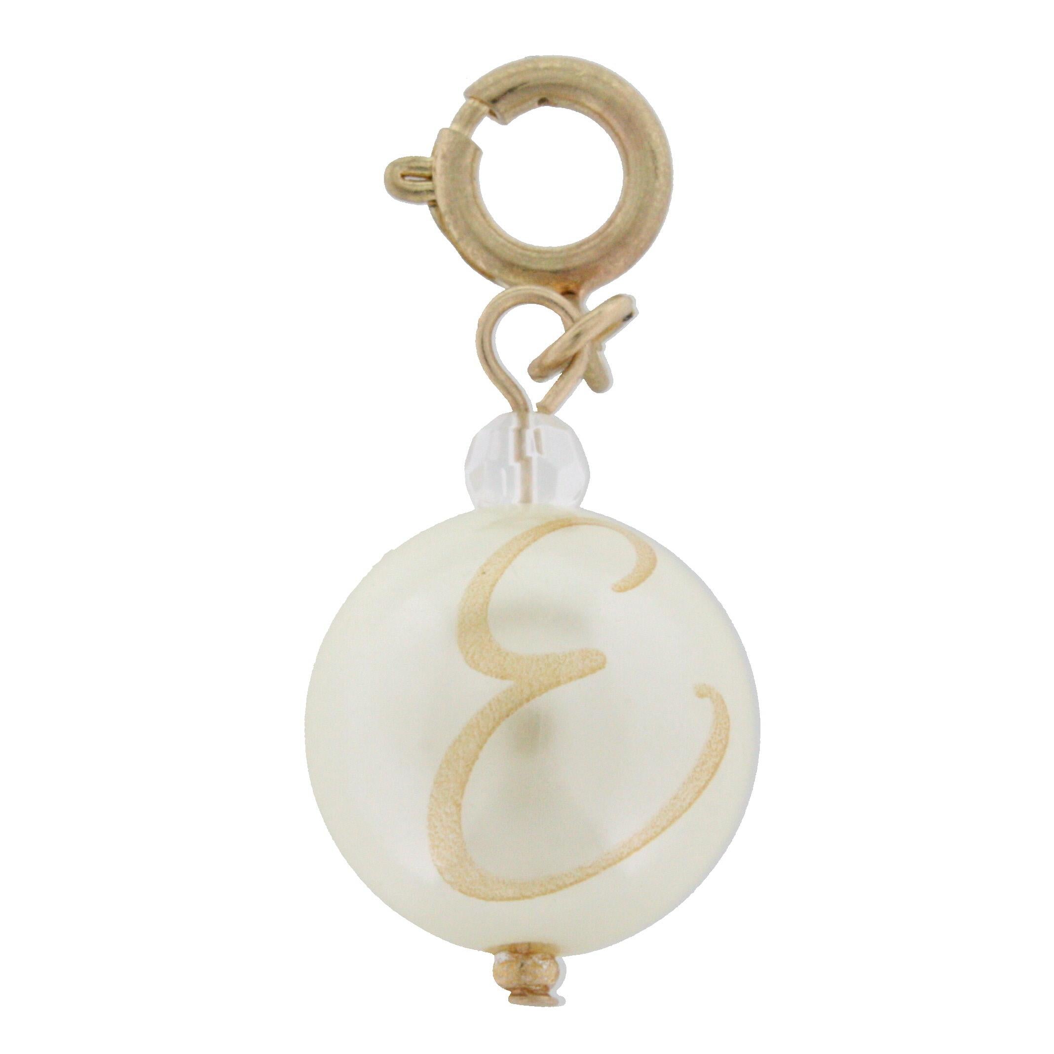 Faceted Pearl E Initial Charm