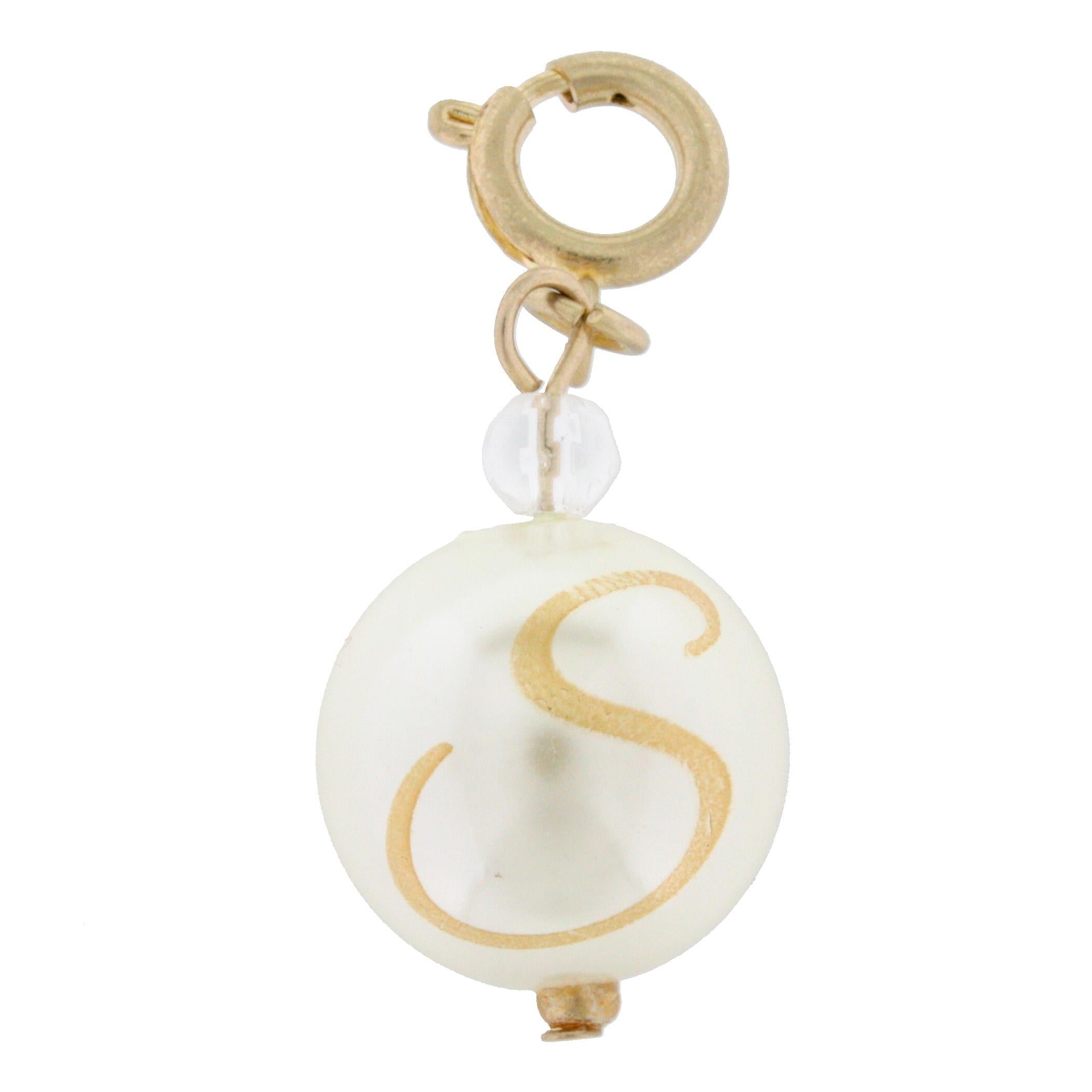 Faceted Pearl S Initial Charm