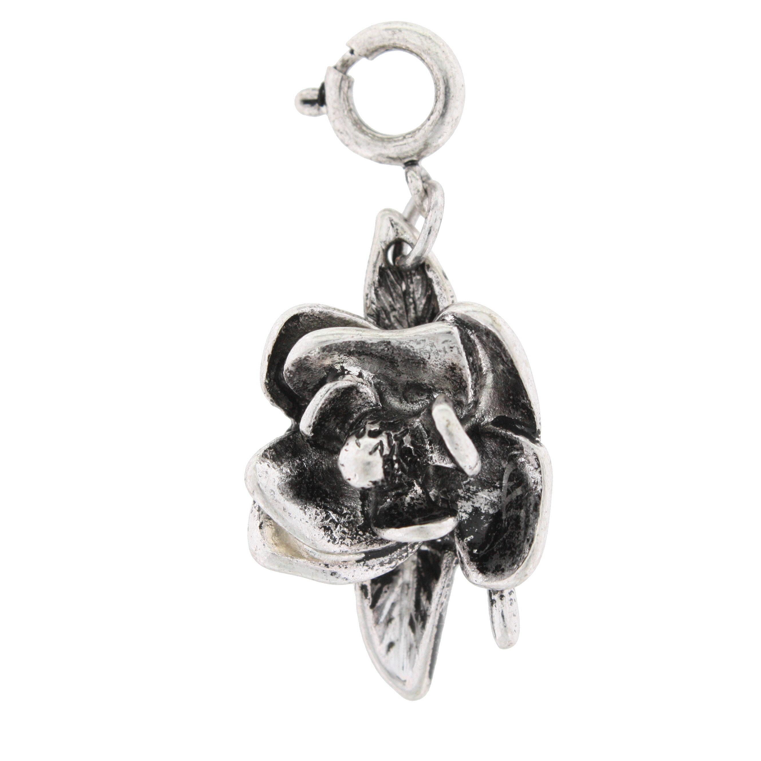 Silver Stop and Smell the Magnolias Charm