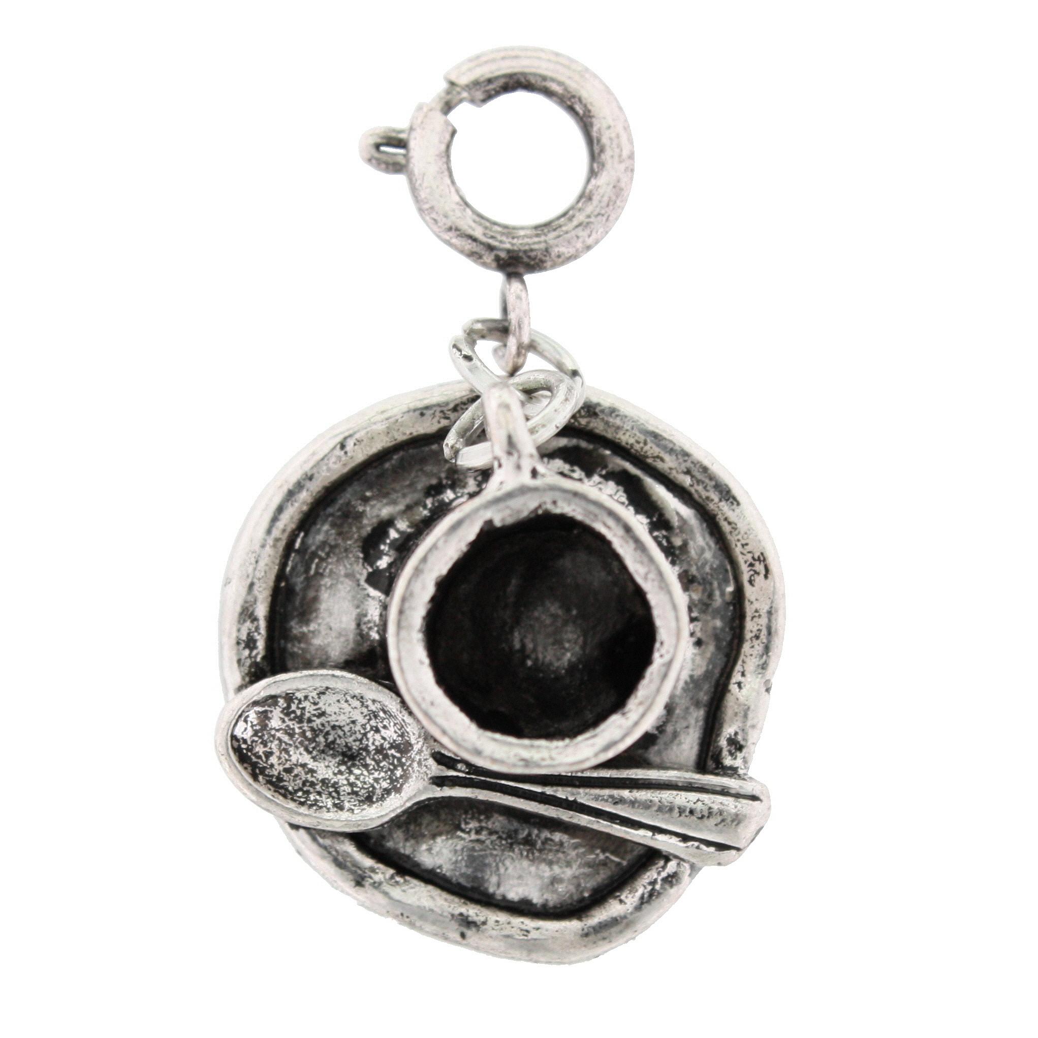 Silver Coffee Cup/saucer And Spoon Charm