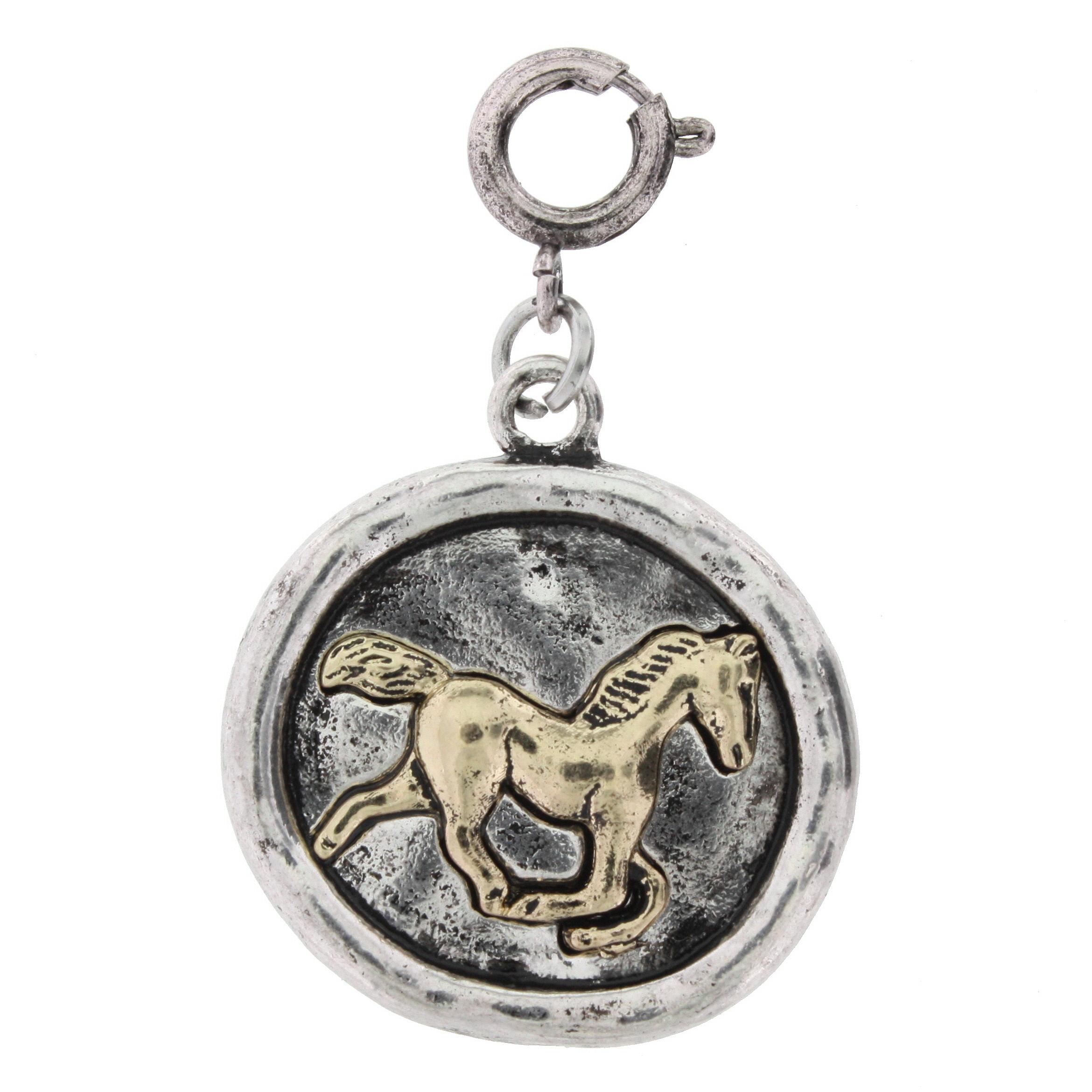 Gold Horse On Silver Casting Charm