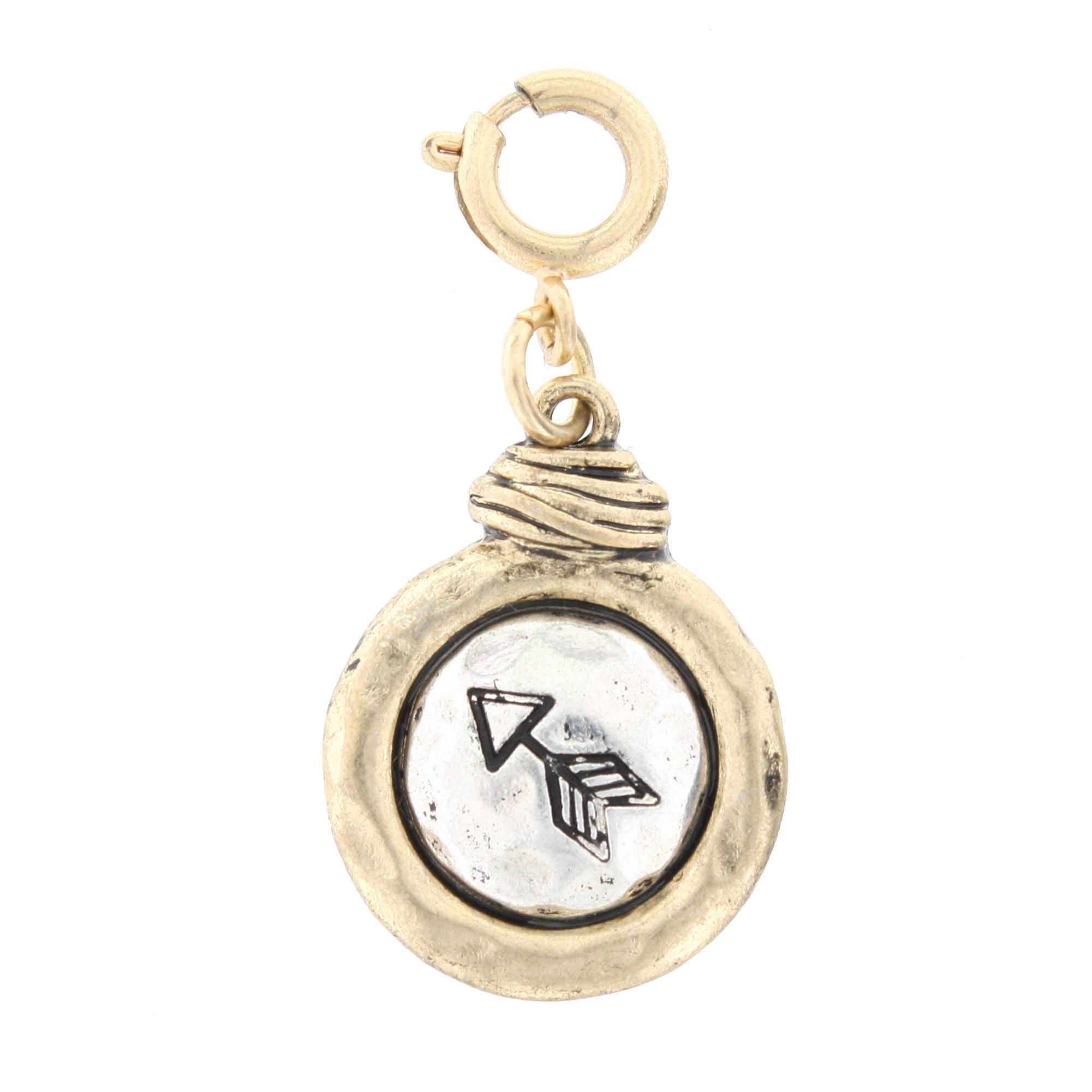 2-Tone Silver Arrow On Gold Disk Charm
