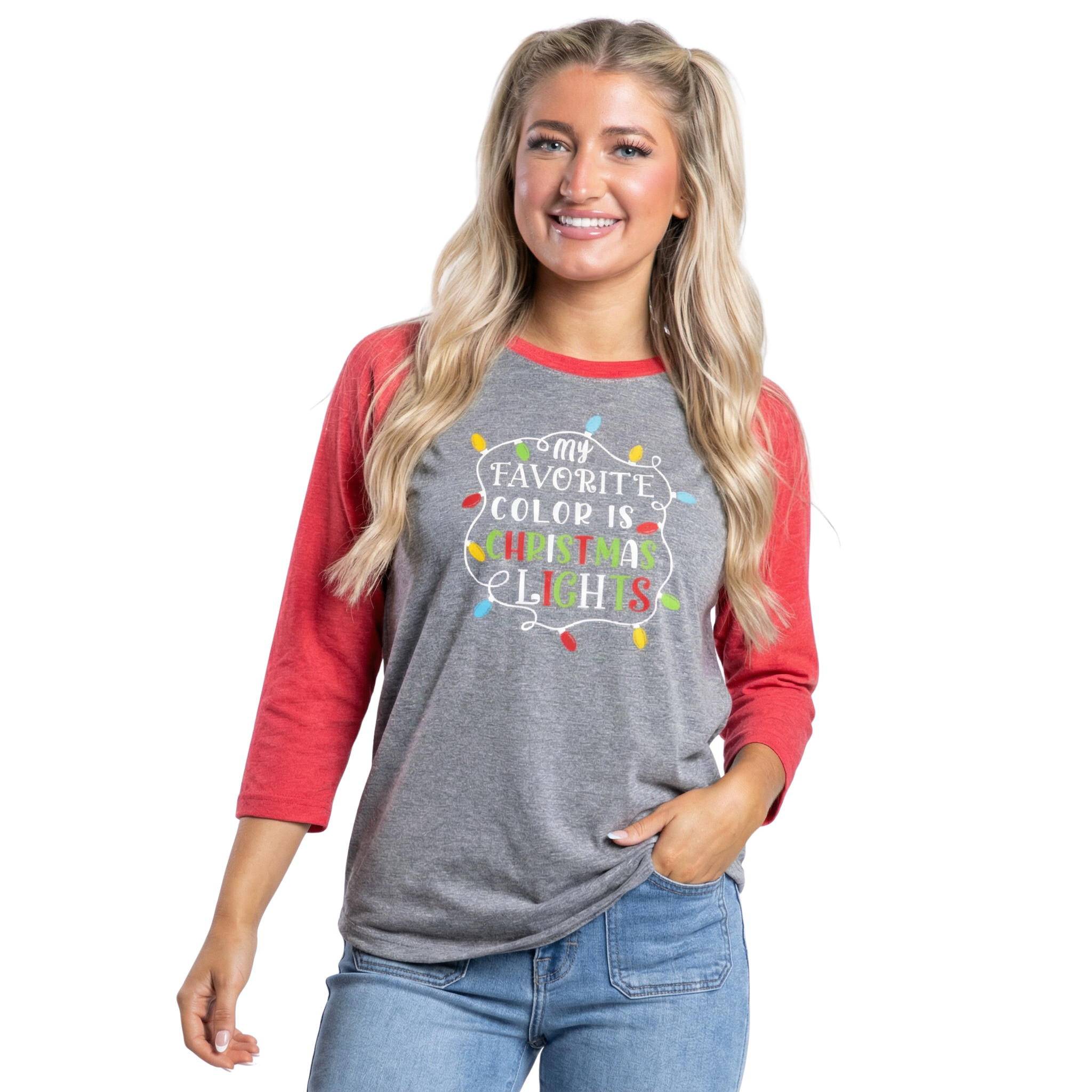 Christmas Lights 3/4 Sleeve T-Shirt