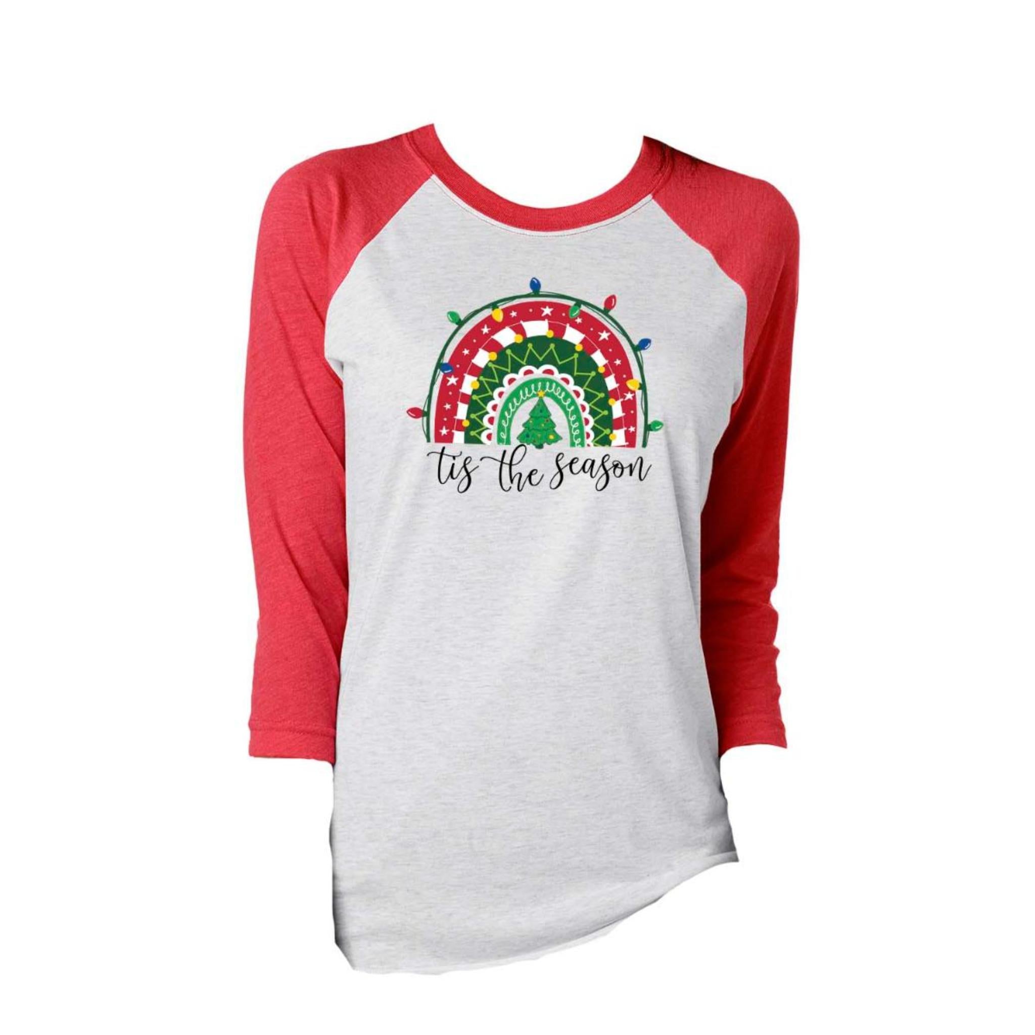 Kids Christmas Rainbow 3/4 Sleeve T-Shirt 2T