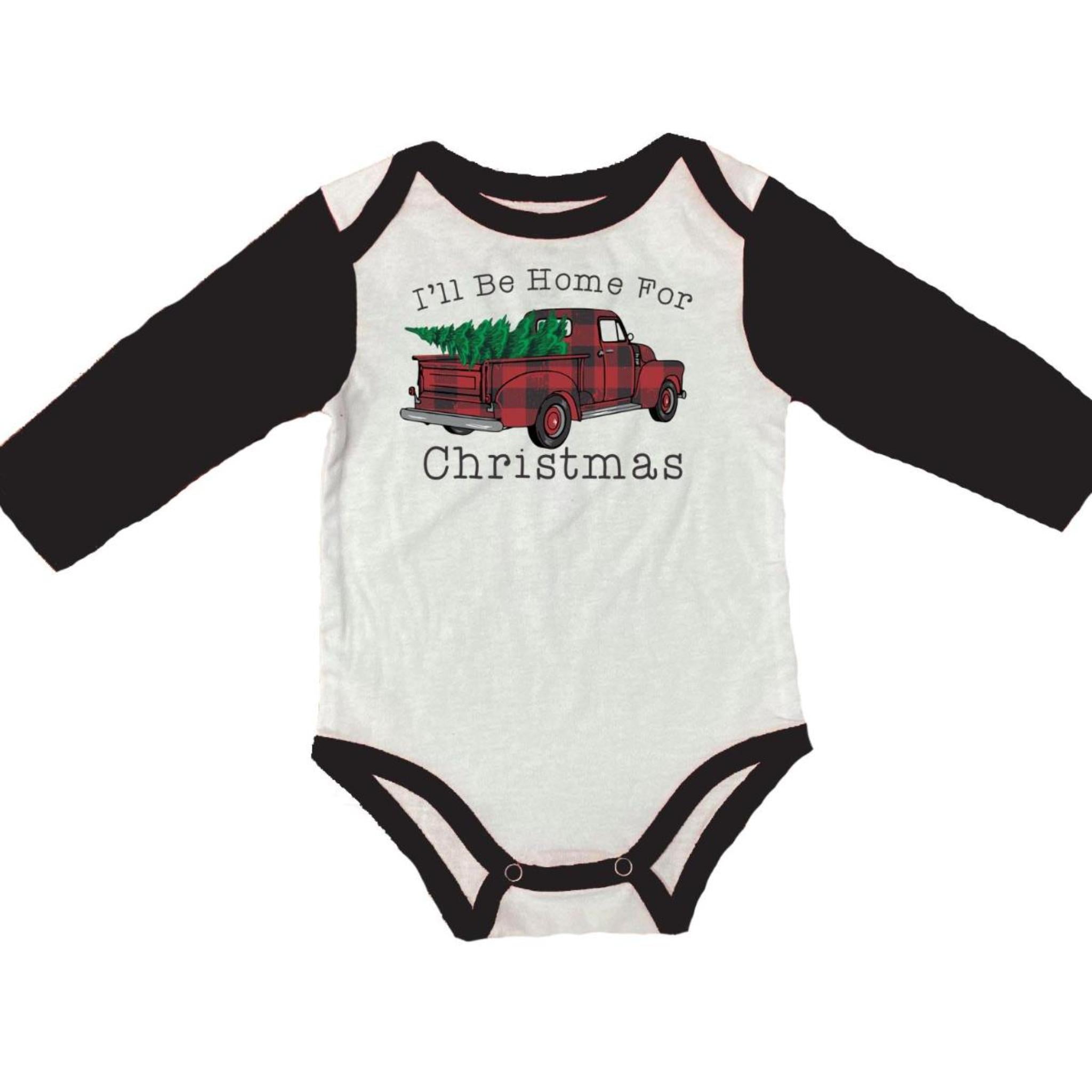 Kids I'll Be Home For Christmas Baby Onesie 12MO