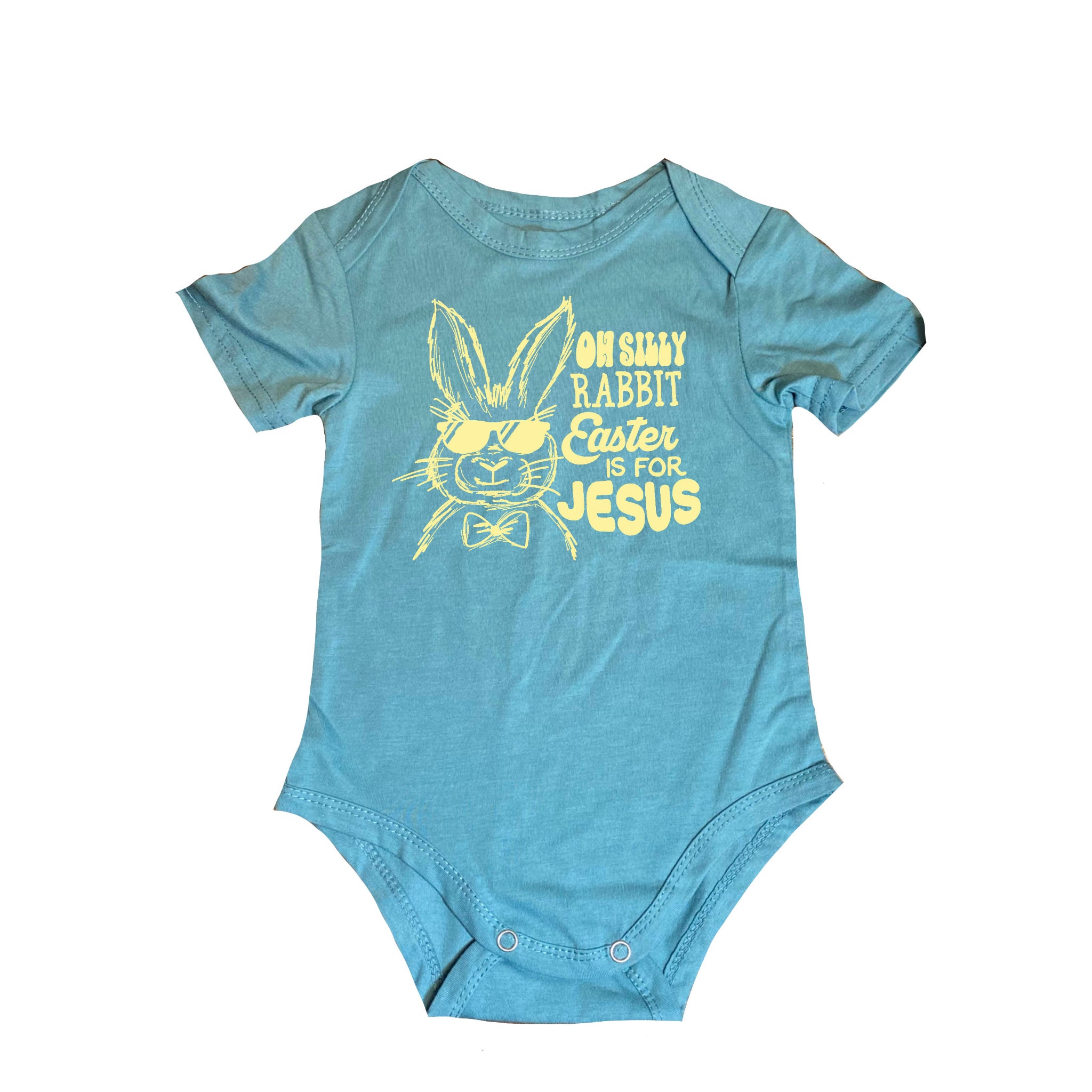 Kids Oh Silly Rabbit Easter Is For Jesus Baby Onesie NB