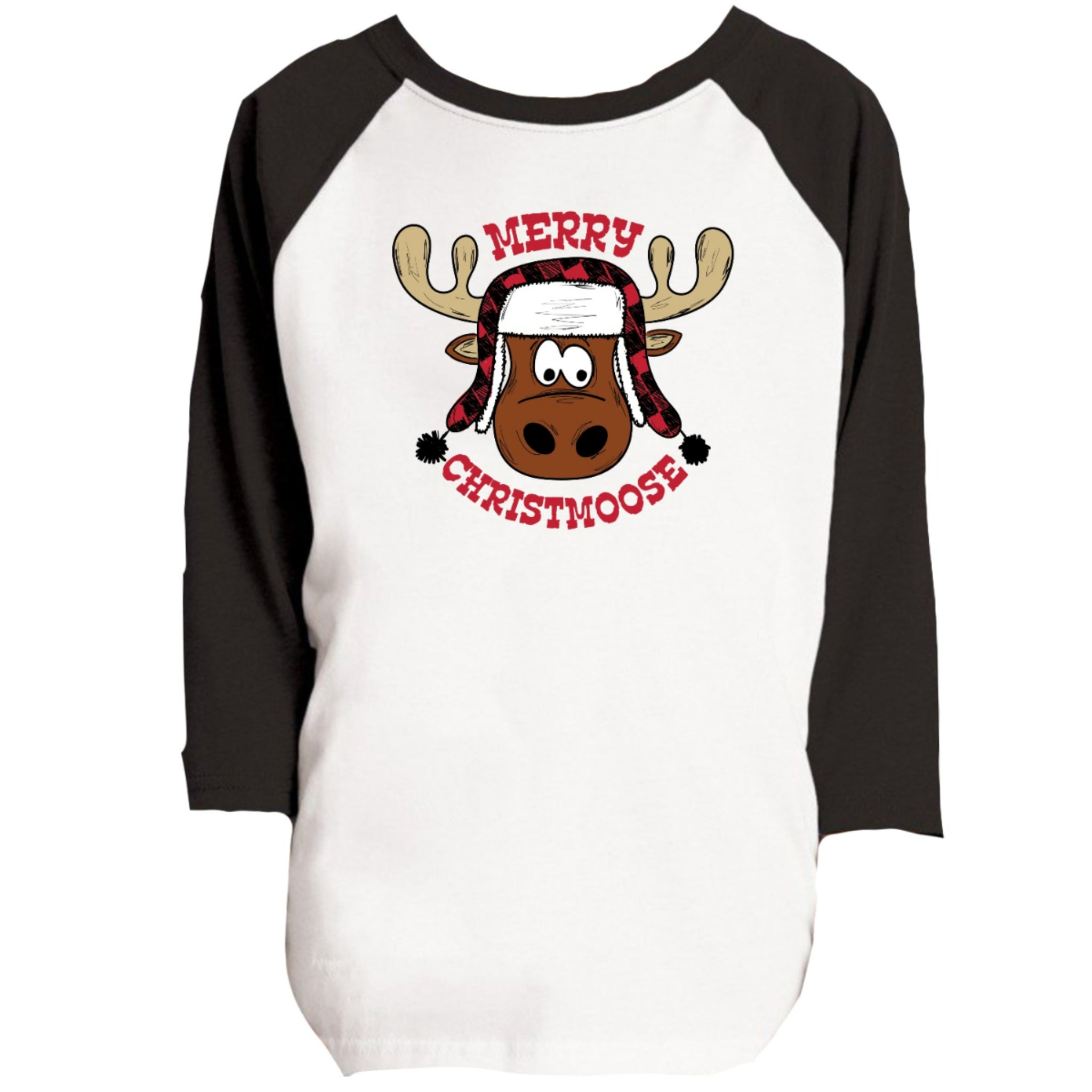 Kids Merry Christmoose 3/4 Sleeve T-Shirt 2T