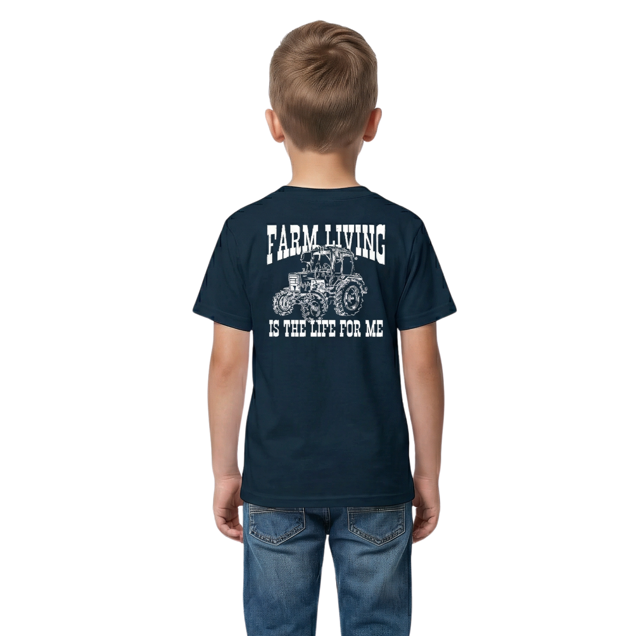 Kids Farm Living Is The Life For Me Navy T-Shirt - 100% Ringspun Cotton
