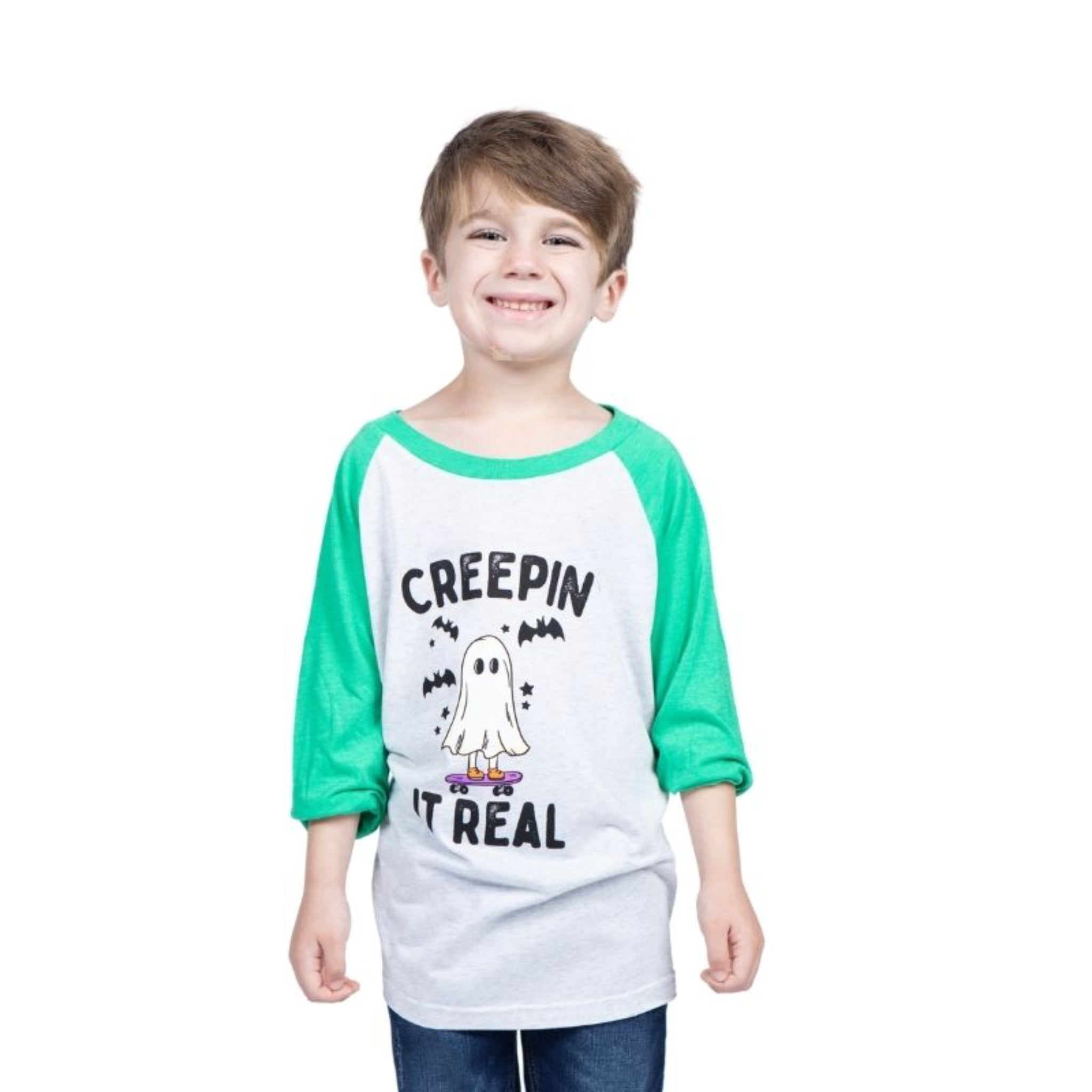 Kids Creepin' it Real 3/4 Sleeve T-Shirt 2T