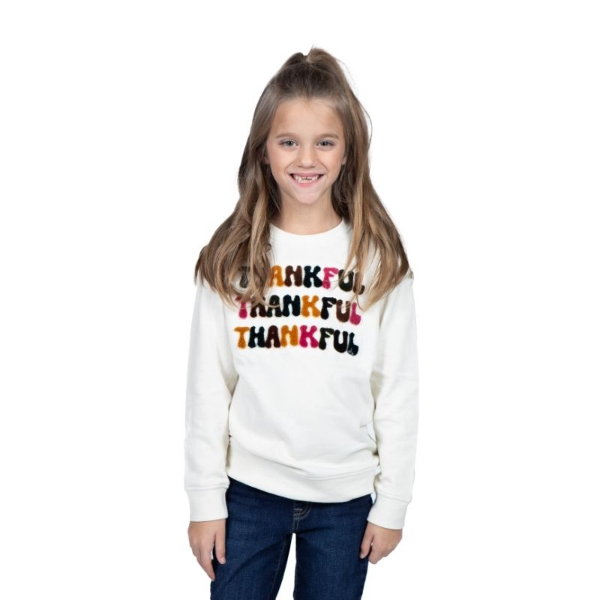Kids Thankful Thankful Thankful Sweatshirt XL
