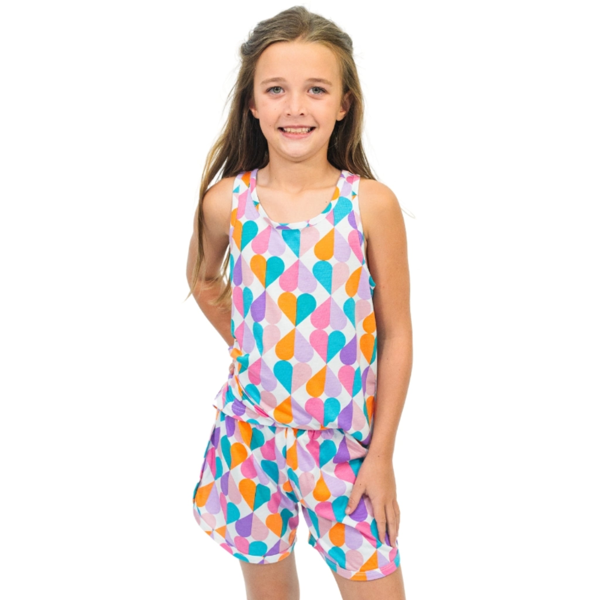 Kids Sweet Heart Tank Top Jammie Short Set 2T