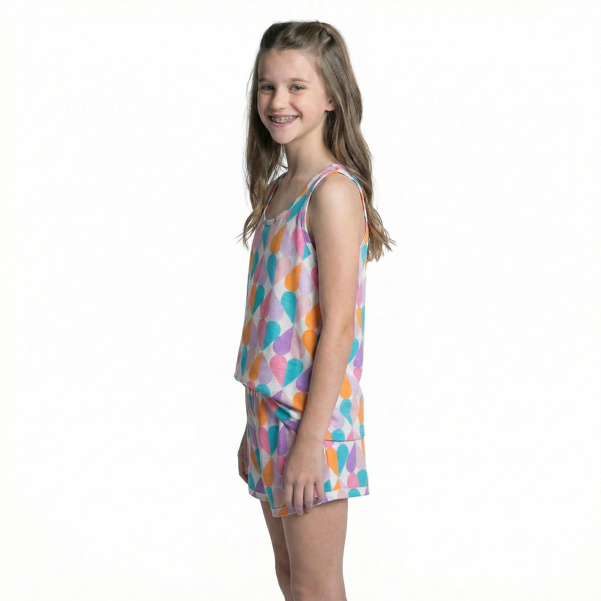 Kids Sweet Heart Tank Top Jammie Short Set