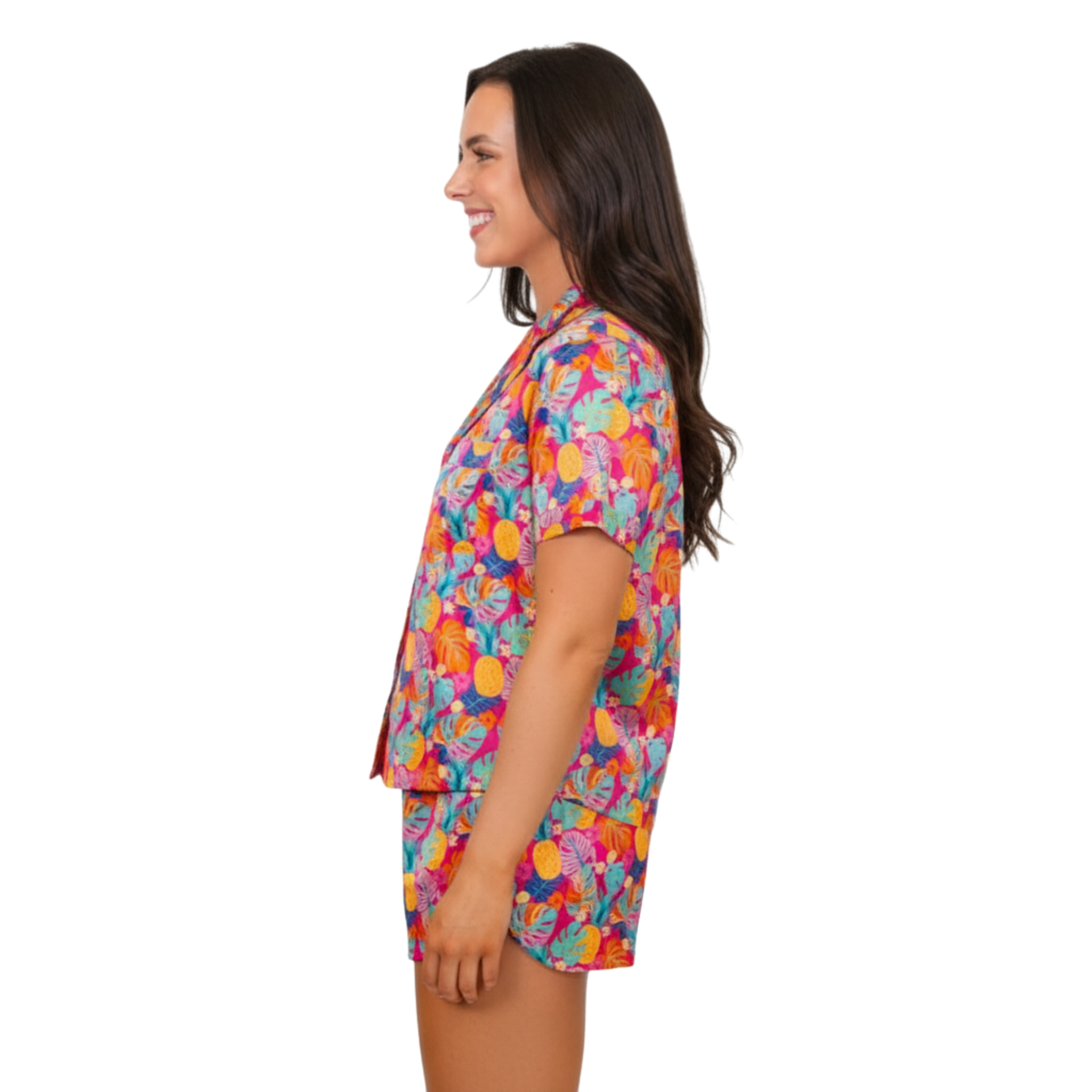 Tropical Satin Pajama Short Set - Luxe Sleepwear for Women