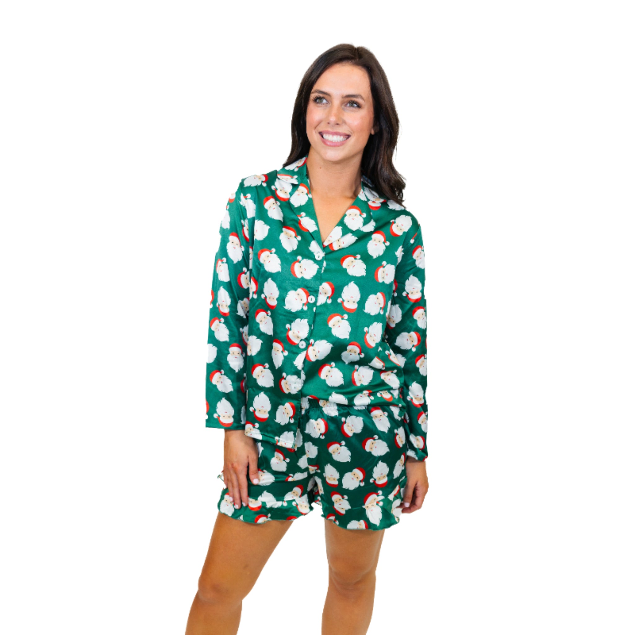 Good Tidings Satin Pajama Long Sleeve Short Set