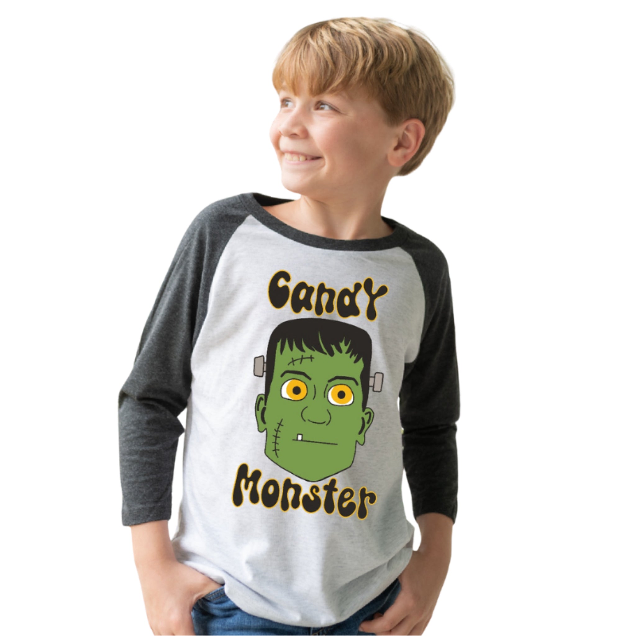 Kids Candy Monster Crew Neck 3/4 Sleeve T-Shirt S