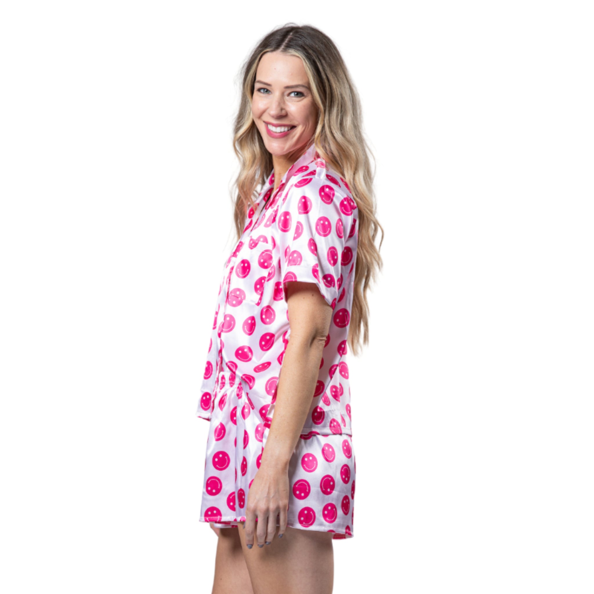 Sweet Smiles Satin Pajama Short Set